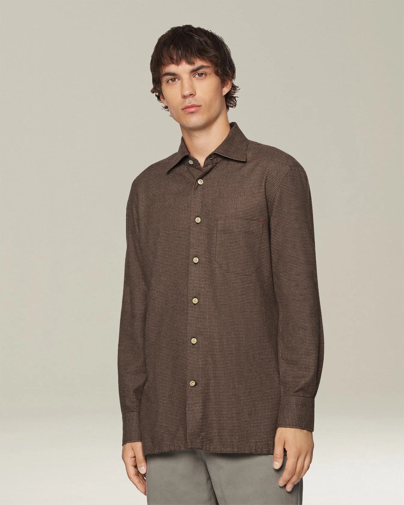 ‘NERANO’ HOUNDSTOOTH FLANNEL SHIRT - Image 2