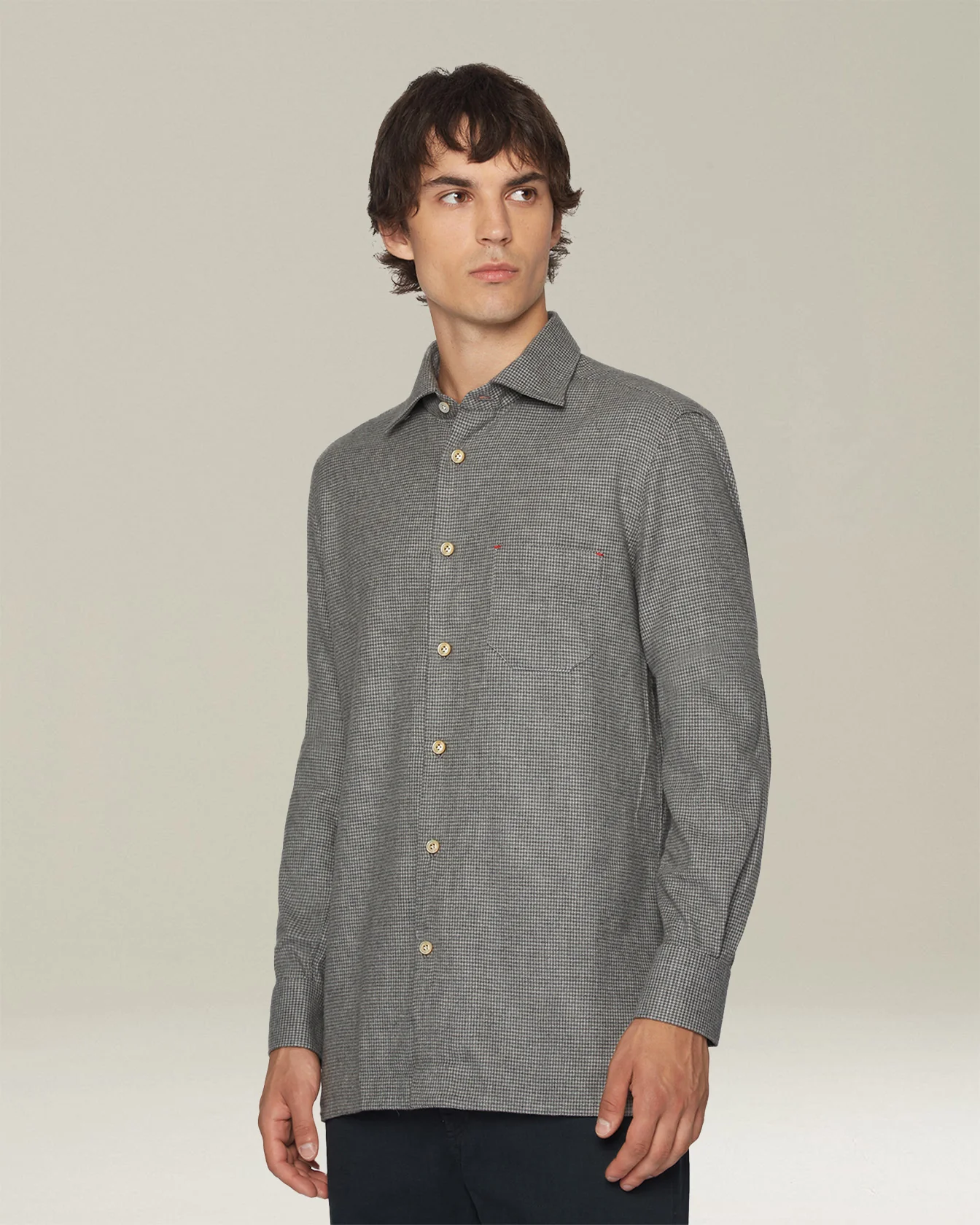 ‘NERANO’ HOUNDSTOOTH FLANNEL SHIRT - Image 2