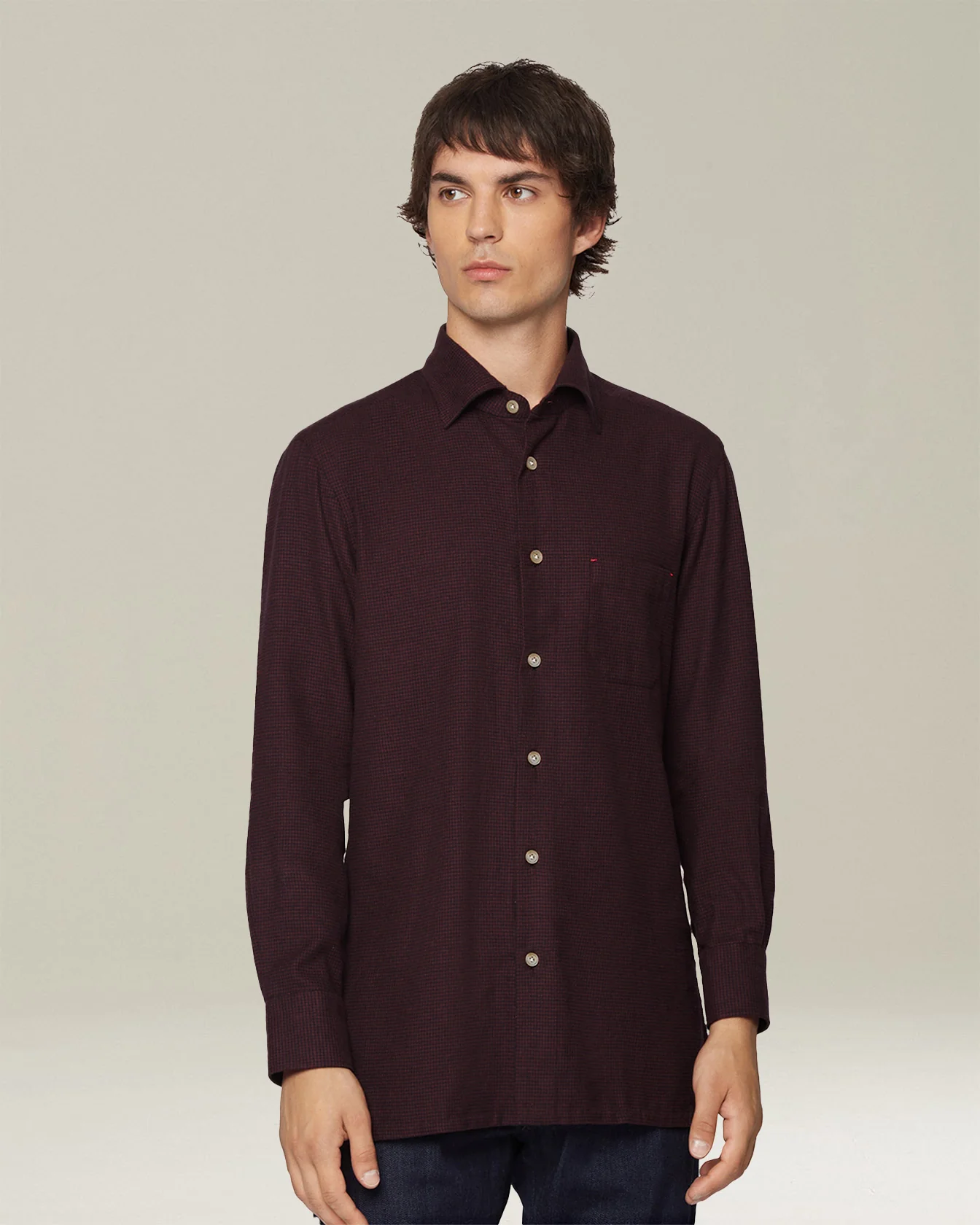‘NERANO’ HOUNDSTOOTH FLANNEL SHIRT - Image 2