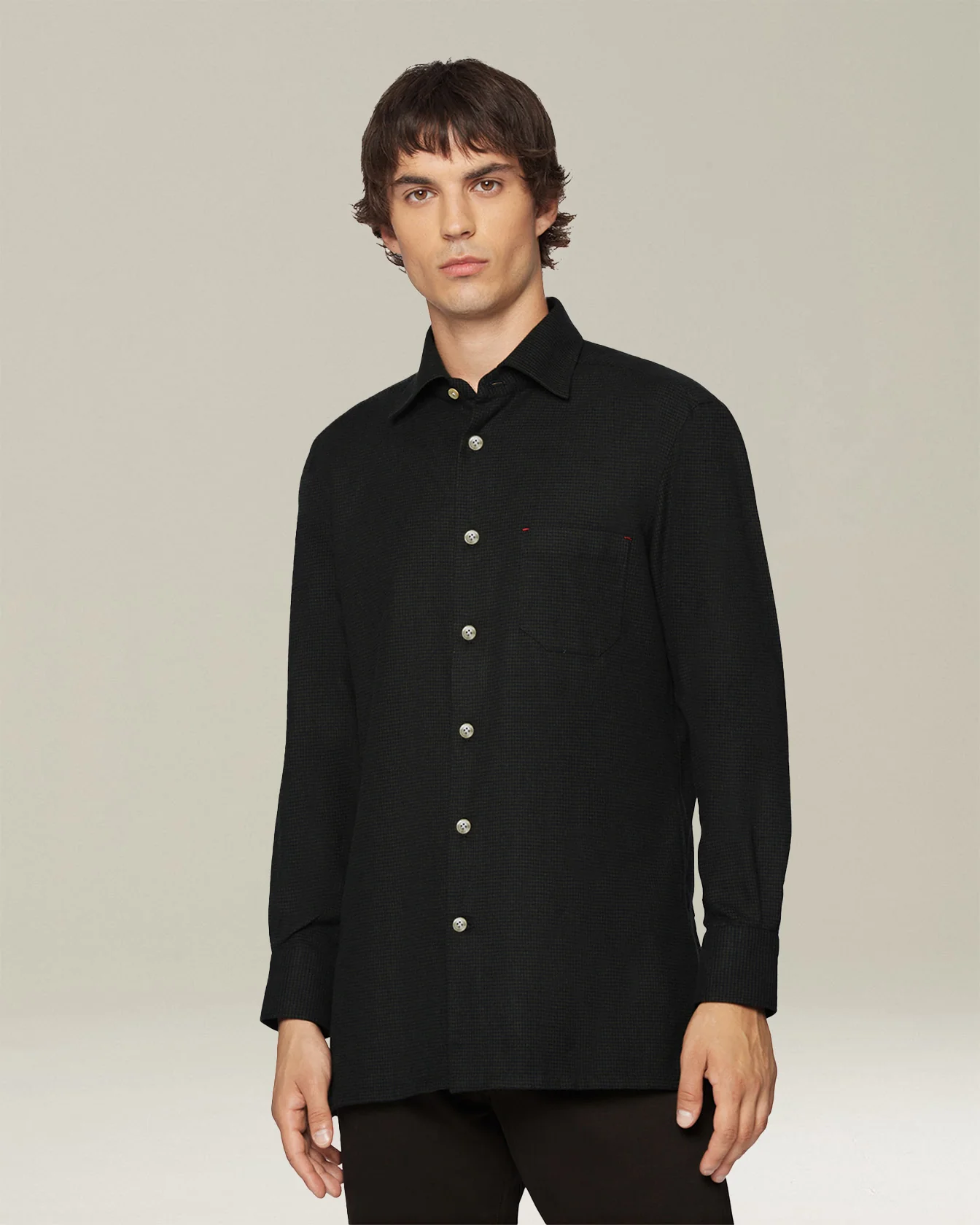 ‘NERANO’ HOUNDSTOOTH FLANNEL SHIRT - Image 2