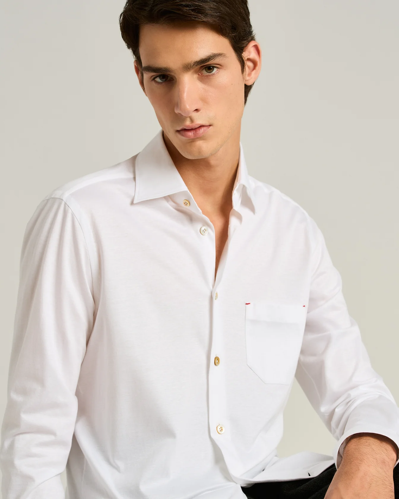 COTTON JERSEY SHIRT IN WHITE - Image 4