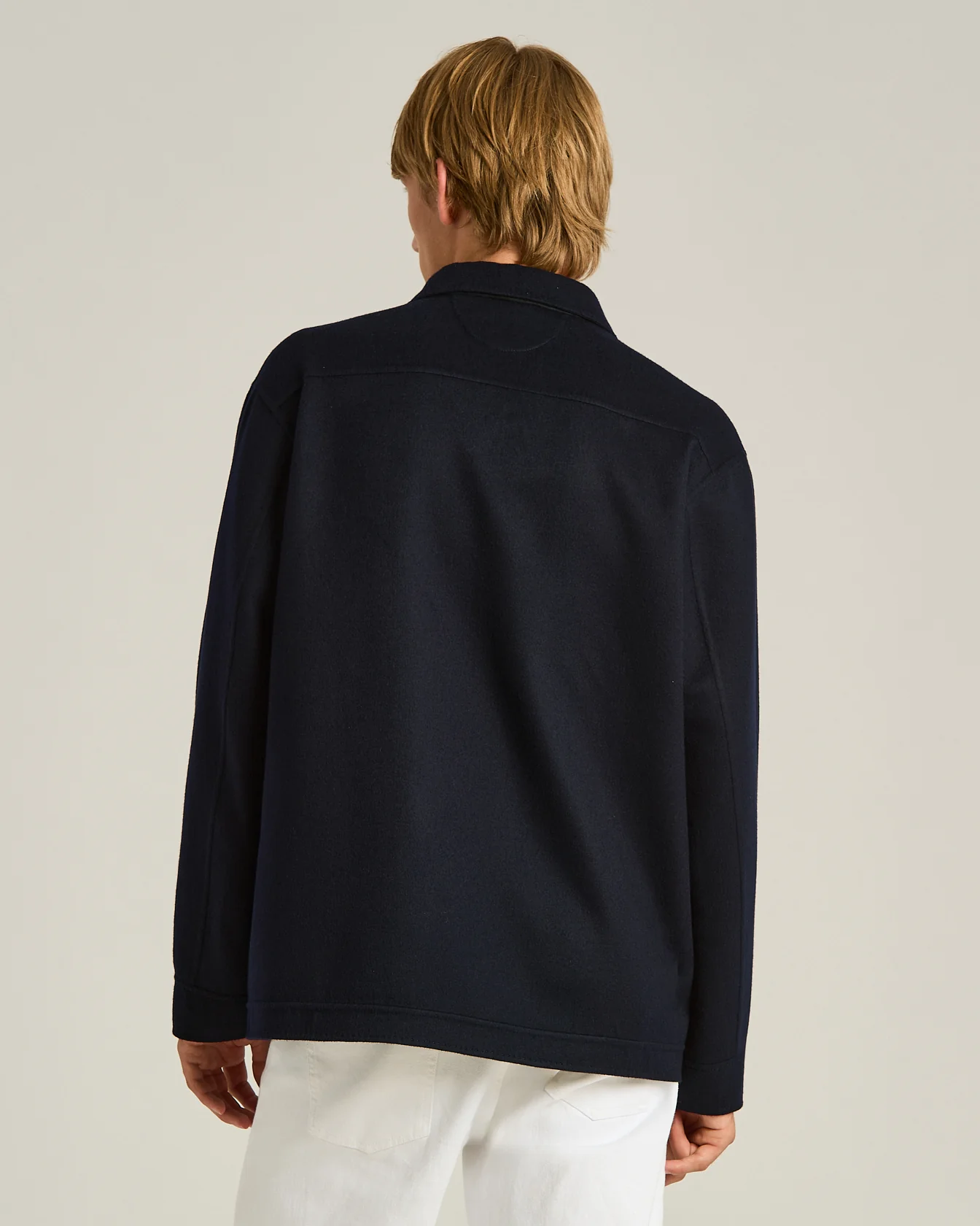 PURE CASHMERE SHIRT JACKET IN NAVY BLUE - Image 3
