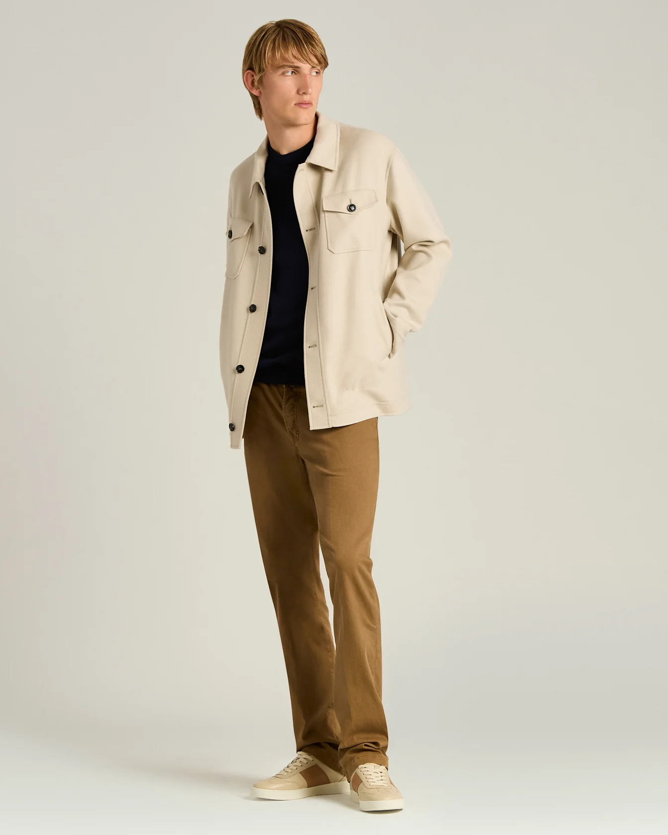 PURE CASHMERE SHIRT JACKET IN IVORY - Image 5