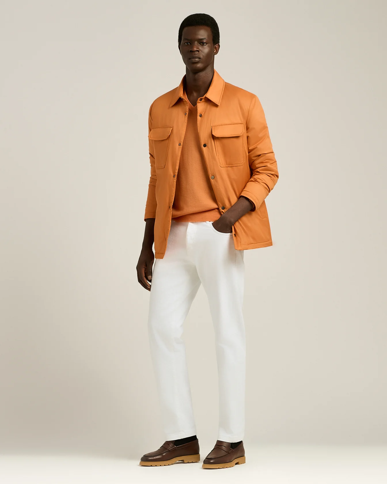 LIGHT ORANGE TECHNICAL FABRIC OVERSHIRT - Image 5