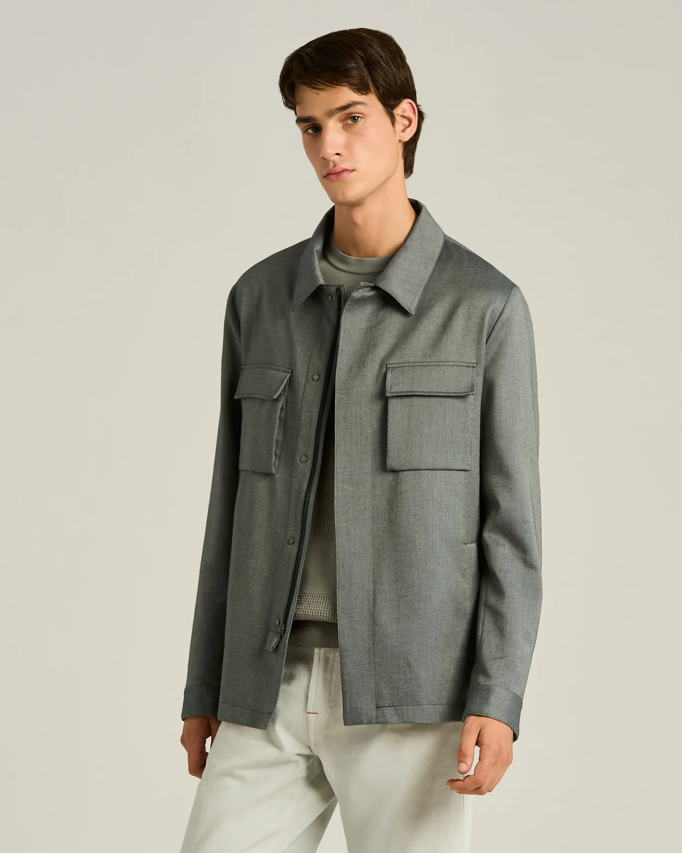 PURE COTTON BLUE OVERSHIRT JACKET WITH LARGE POCKETS - Image 2