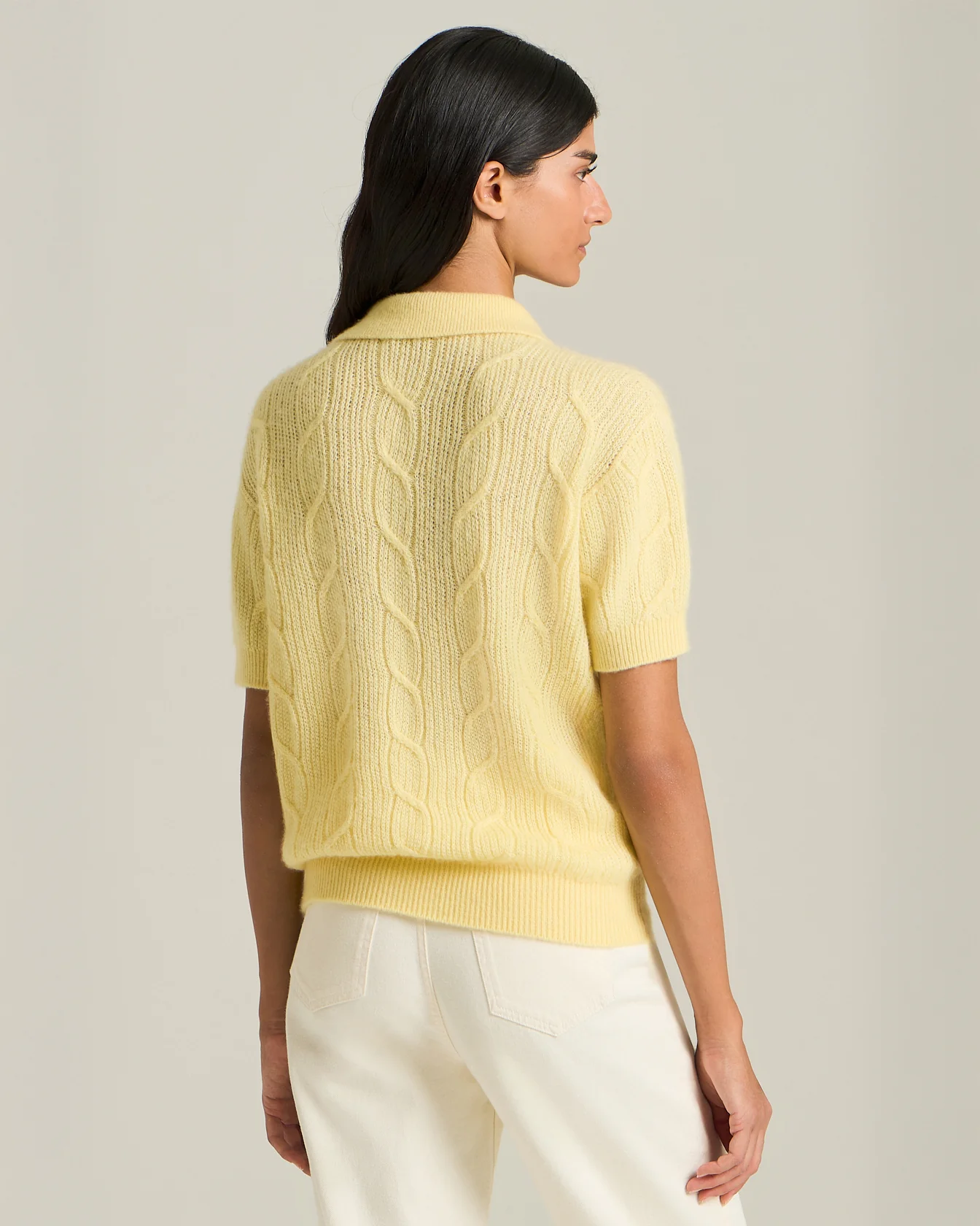 CASHMERE, SILK AND VISCOSE KNIT POLO SHIRT - Image 3
