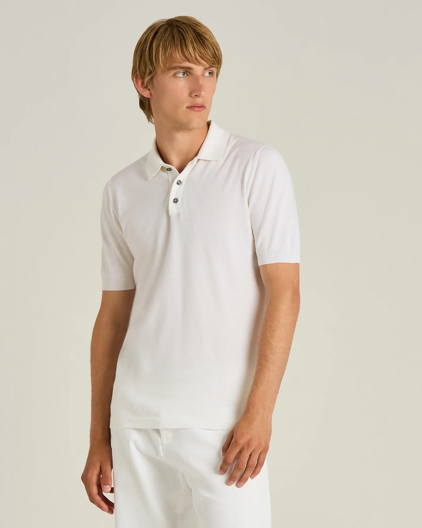 PURE COTTON OPTICAL WHITE POLO SHIRT - Image 2