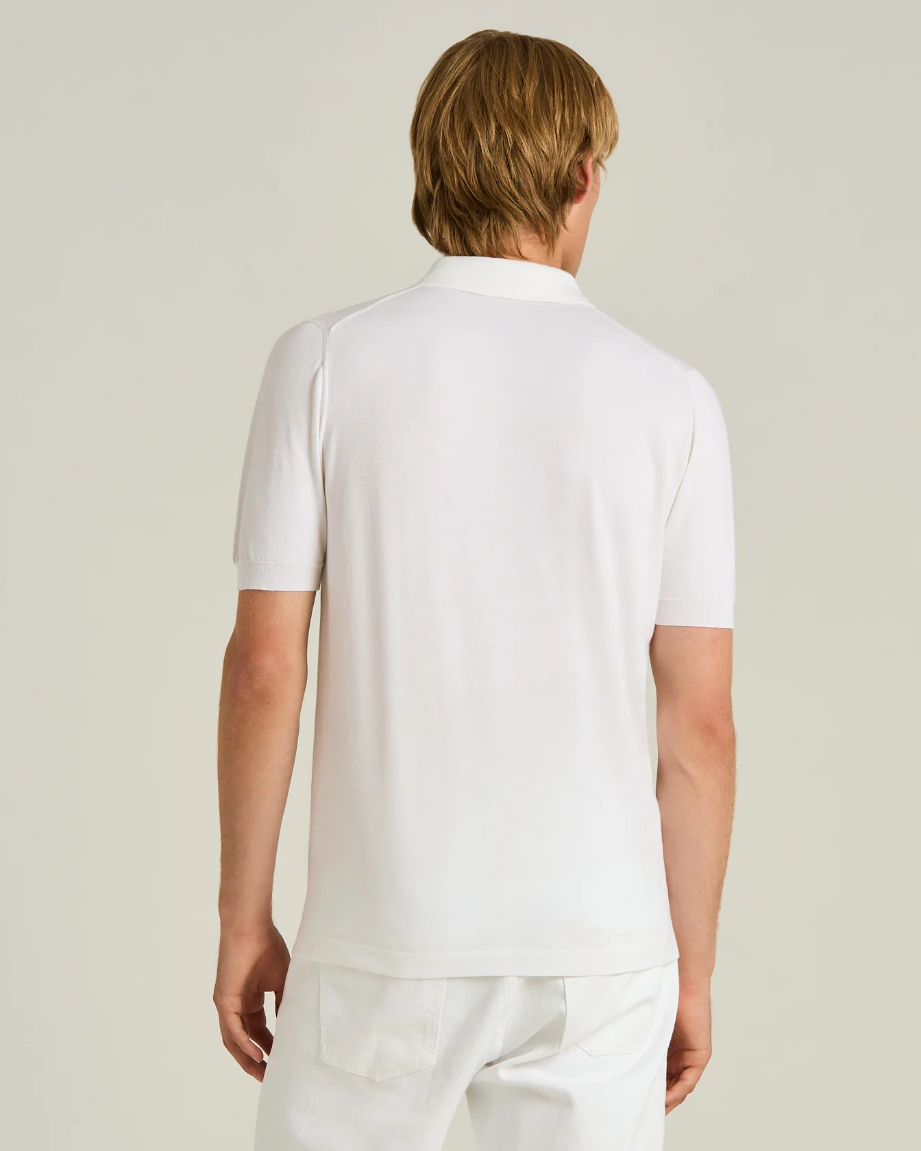 PURE COTTON OPTICAL WHITE POLO SHIRT - Image 3