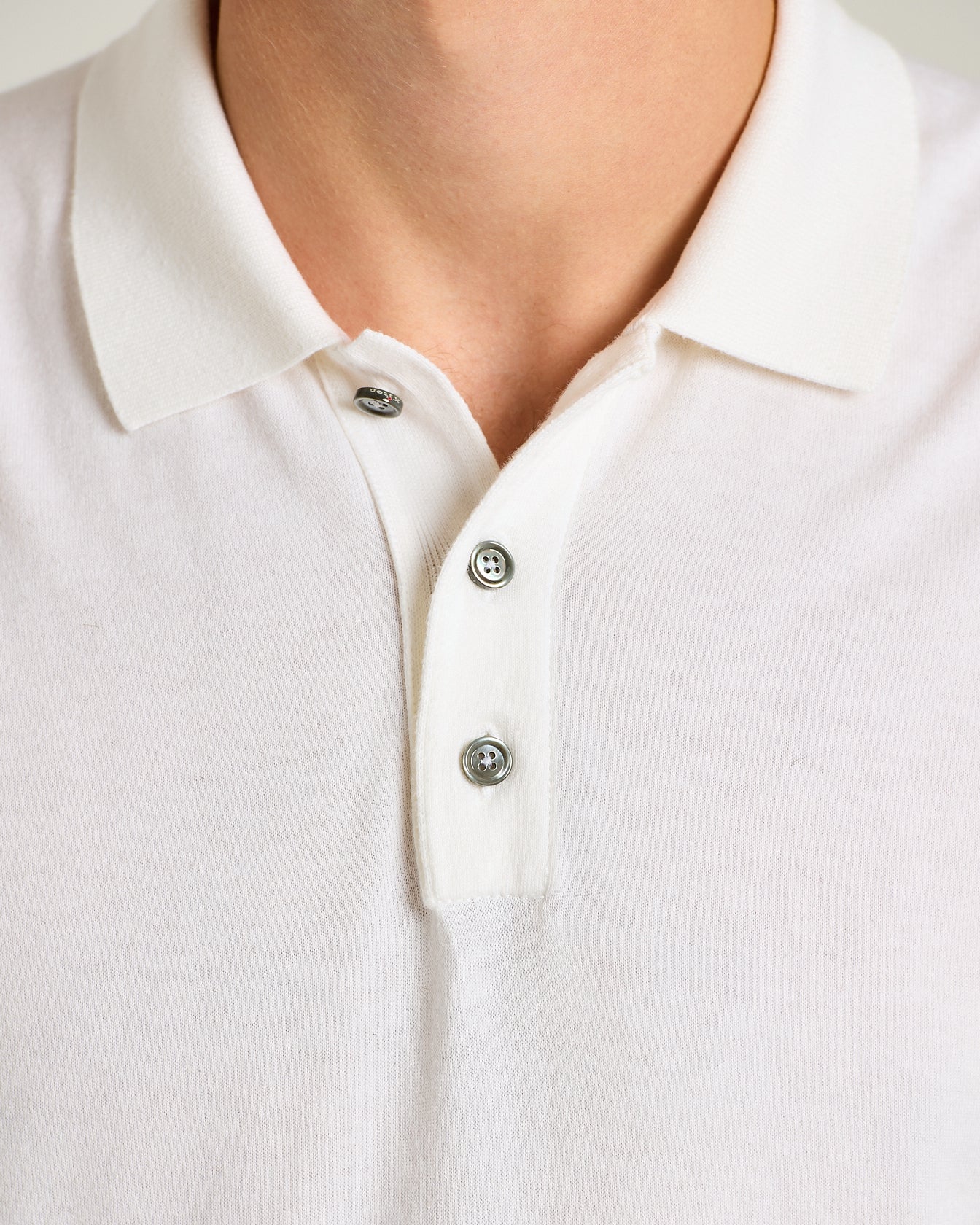 PURE COTTON OPTICAL WHITE POLO SHIRT - Image 4