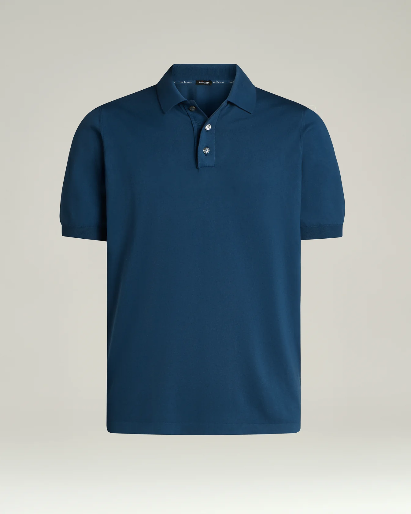 PURE COTTON BLUE POLO SHIRT AVIO WITH MOTHER OF PEARL BUTTONS