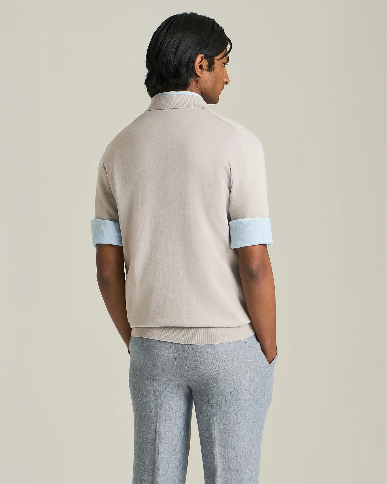 COTTON POLO SHIRT WITH SIMPLE RIBBED PATTERN - Image 3