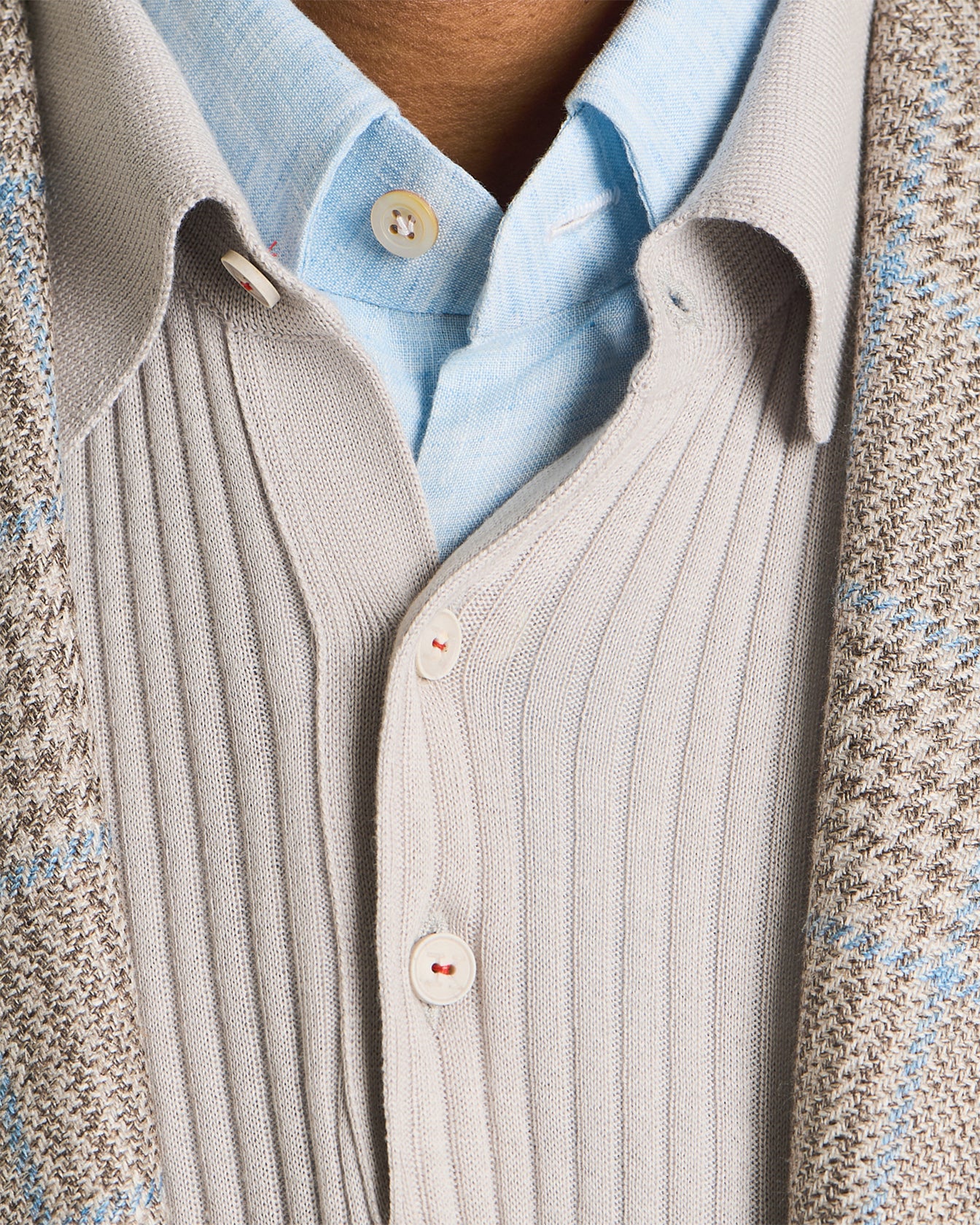 COTTON POLO SHIRT WITH SIMPLE RIBBED PATTERN - Image 4