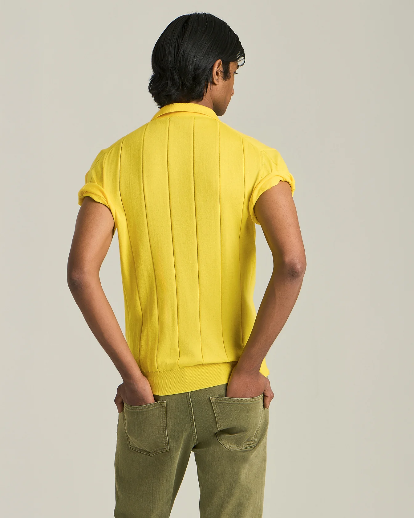 COTTON POLO SHIRT WITH RIBBED PATTERN - Image 3