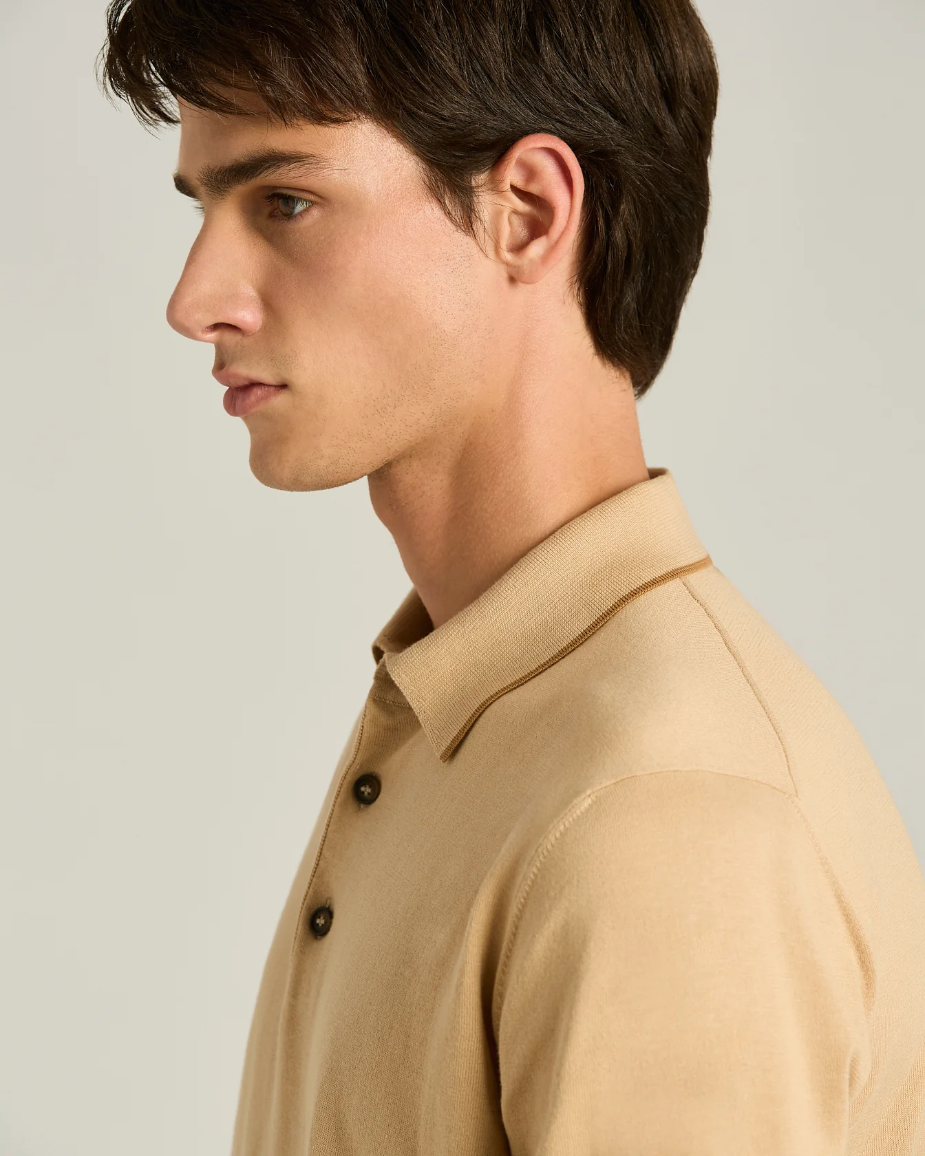 COTTON KNIT SHORT SLEEVED POLO SHIRT IN ROPE BRICK - Image 4