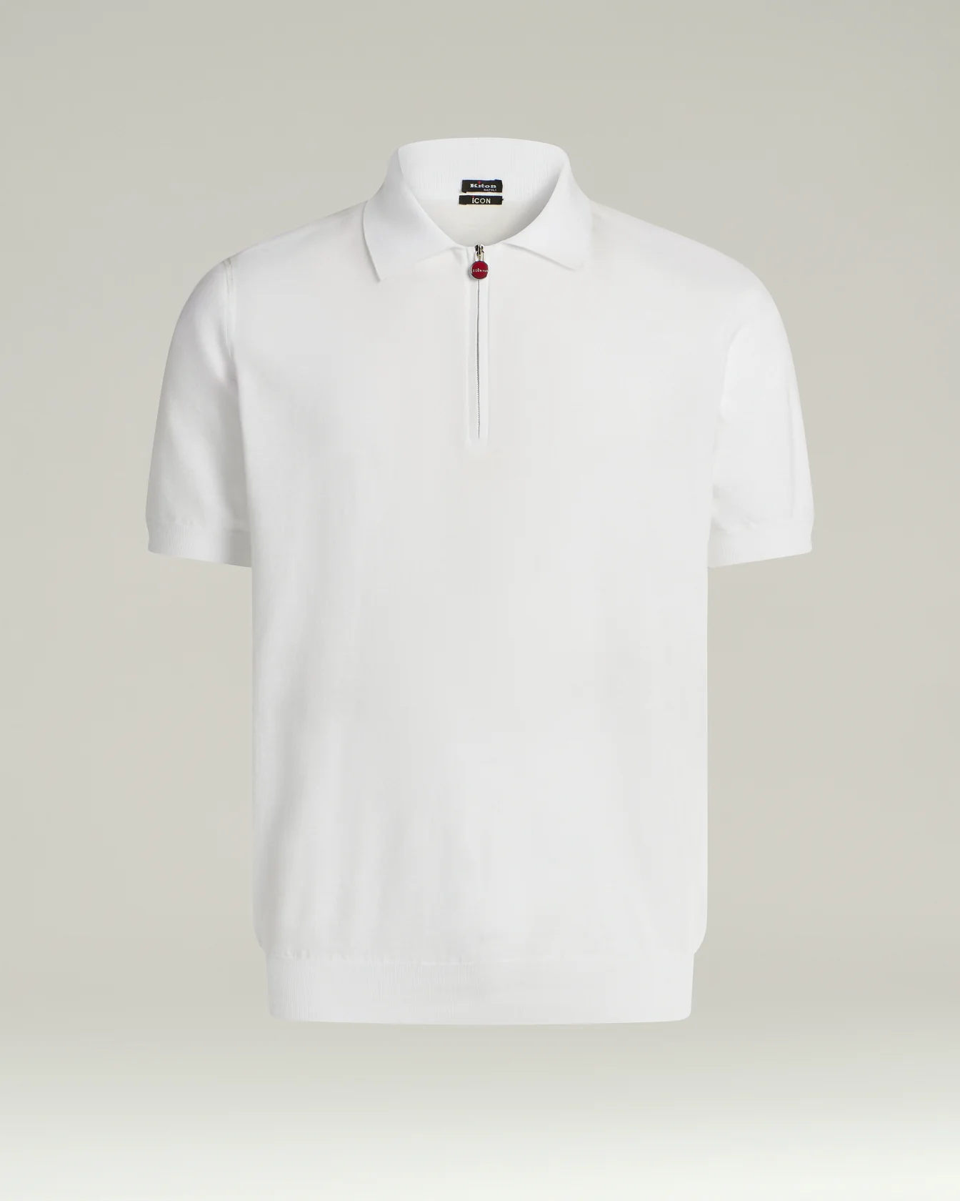 WHITE PURE COTTON ZIPPERED POLO SHIRT