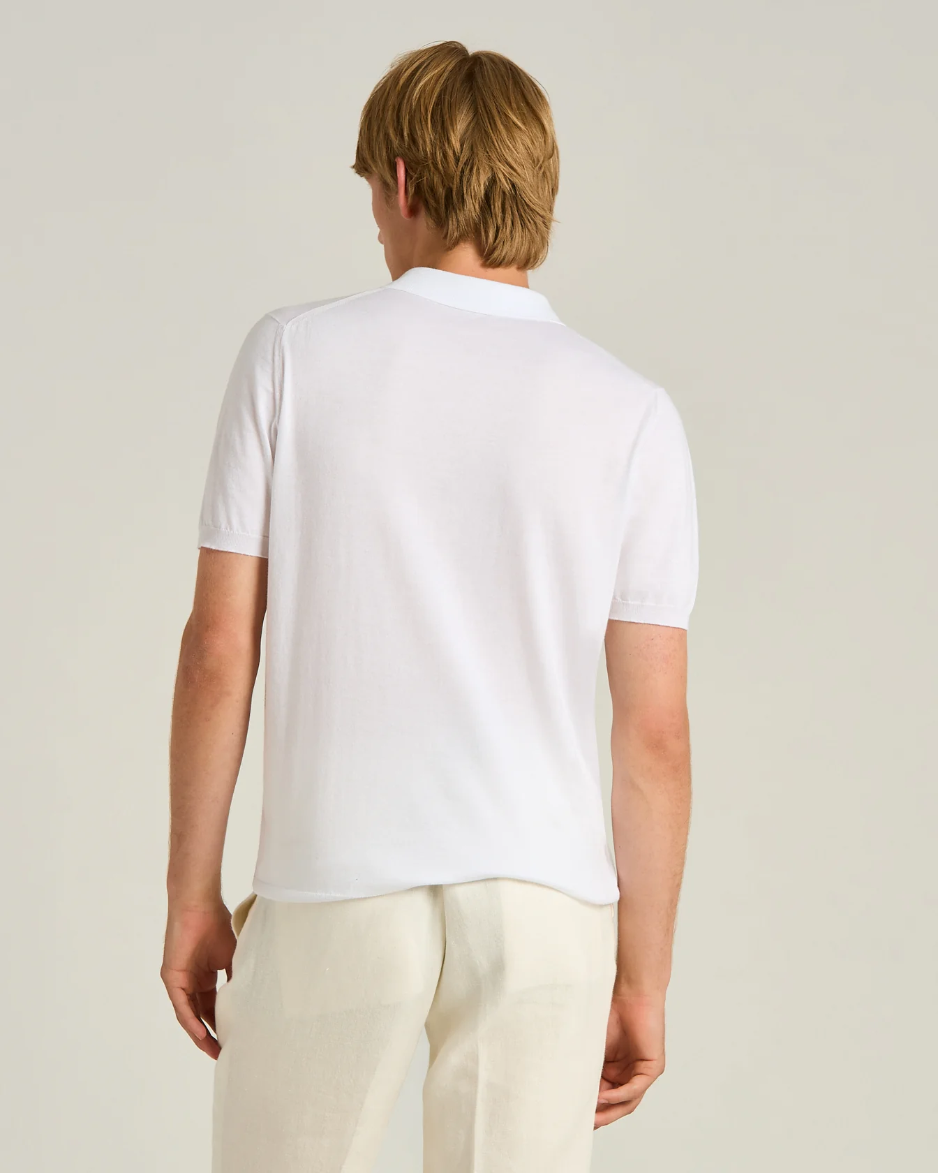 WHITE PURE COTTON ZIPPERED POLO SHIRT - Image 3