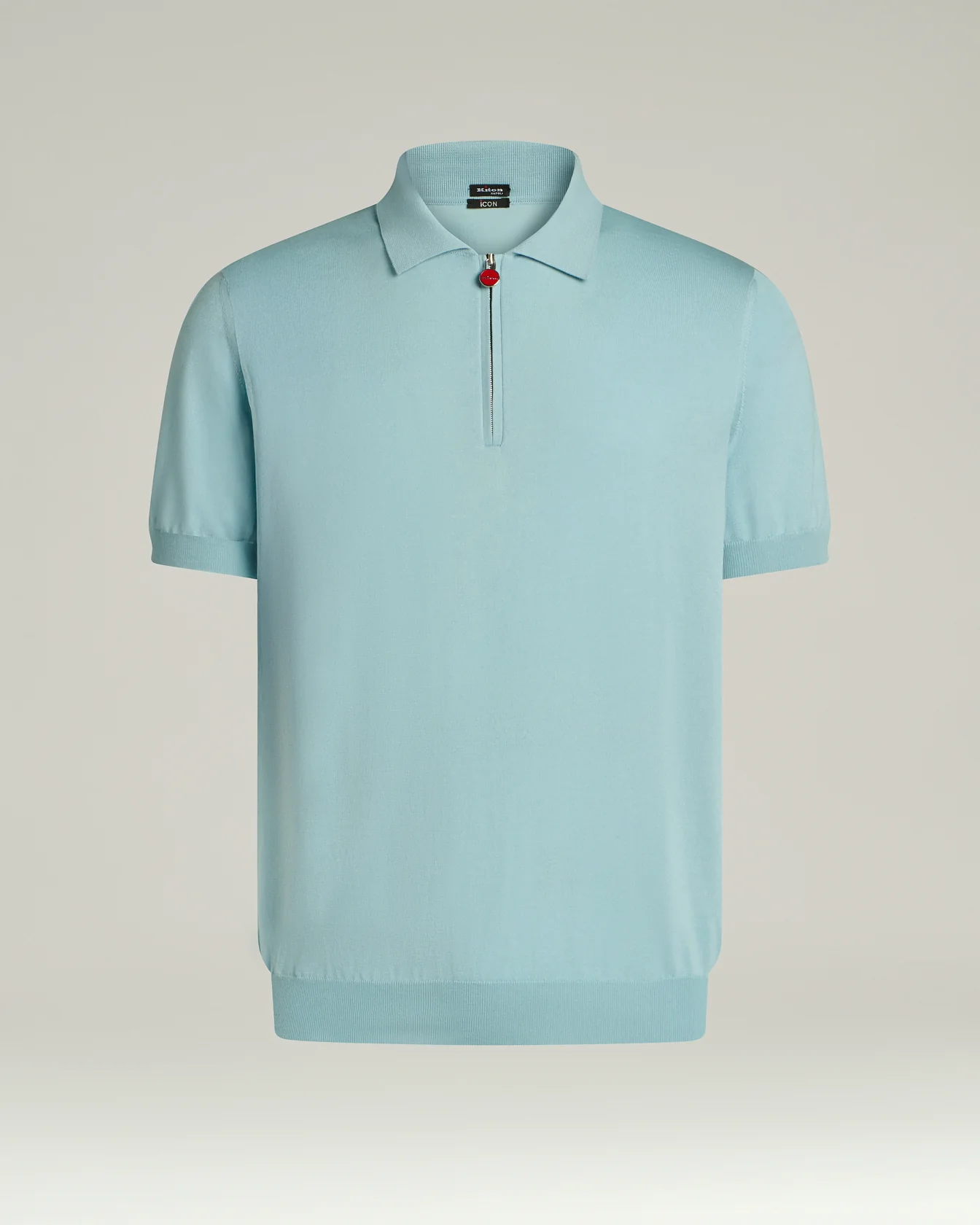 PURE COTTON ZIPPED POLO SHIRT IN POWDER BLUE