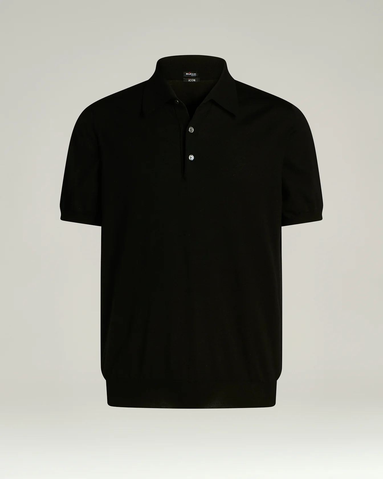 PURE COTTON BLACK SHORT-SLEEVED CREWNECK SWEATER