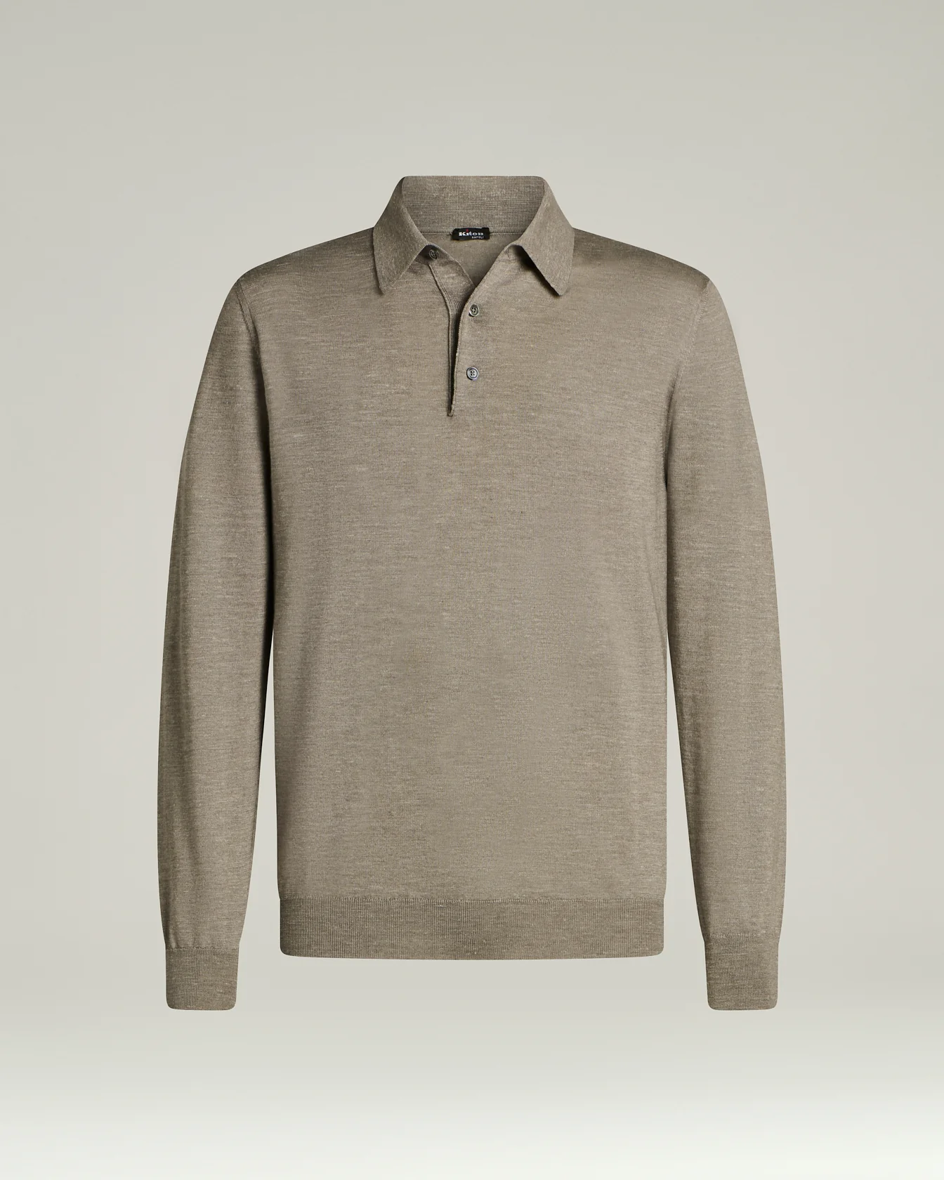 LIGHTWEIGHT KNIT LONG-SLEEVED POLO SHIRT IN BRIGHT GREY