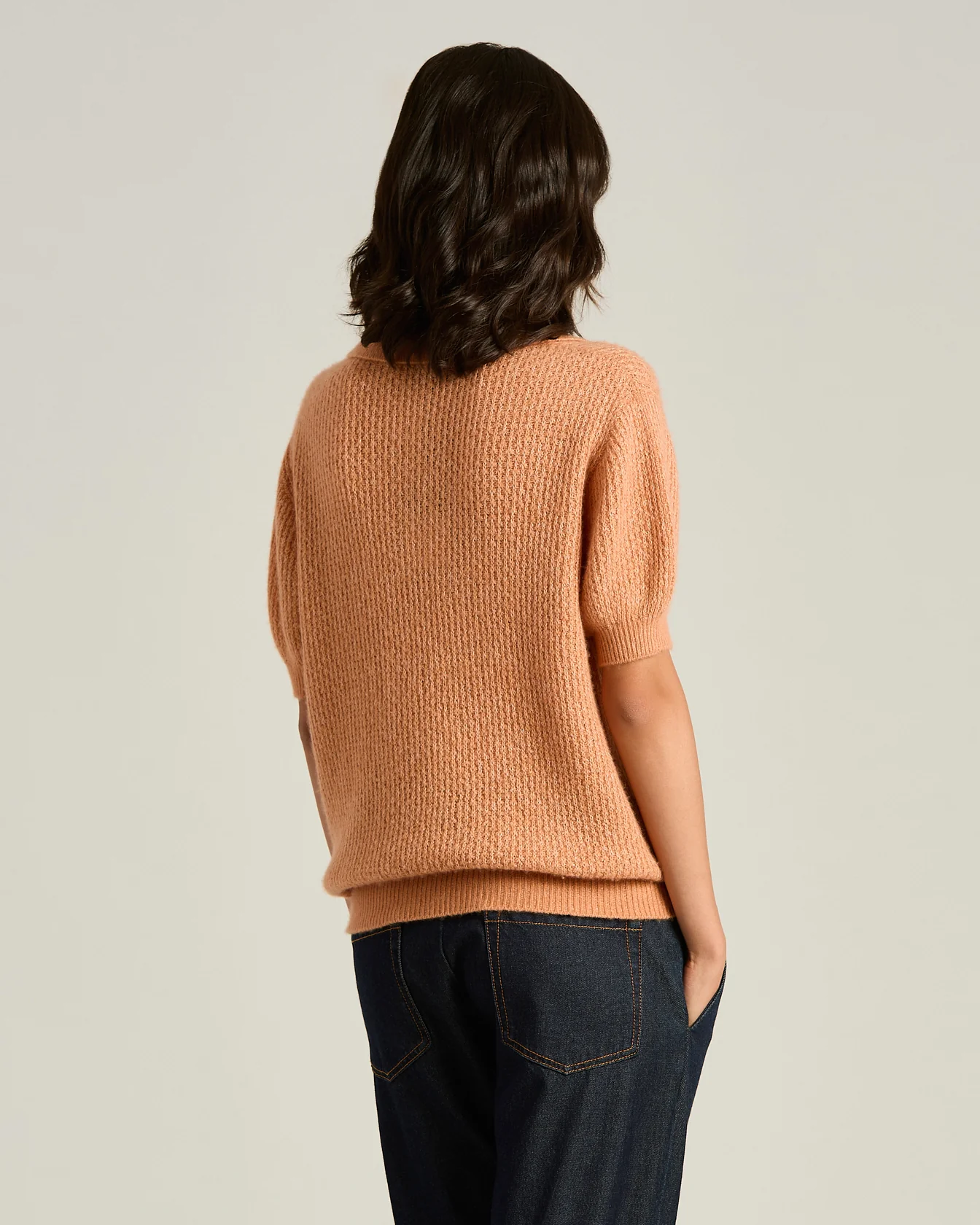 SHORT-SLEEVED CASHMERE AND SILK POLO SHIRT - Image 3