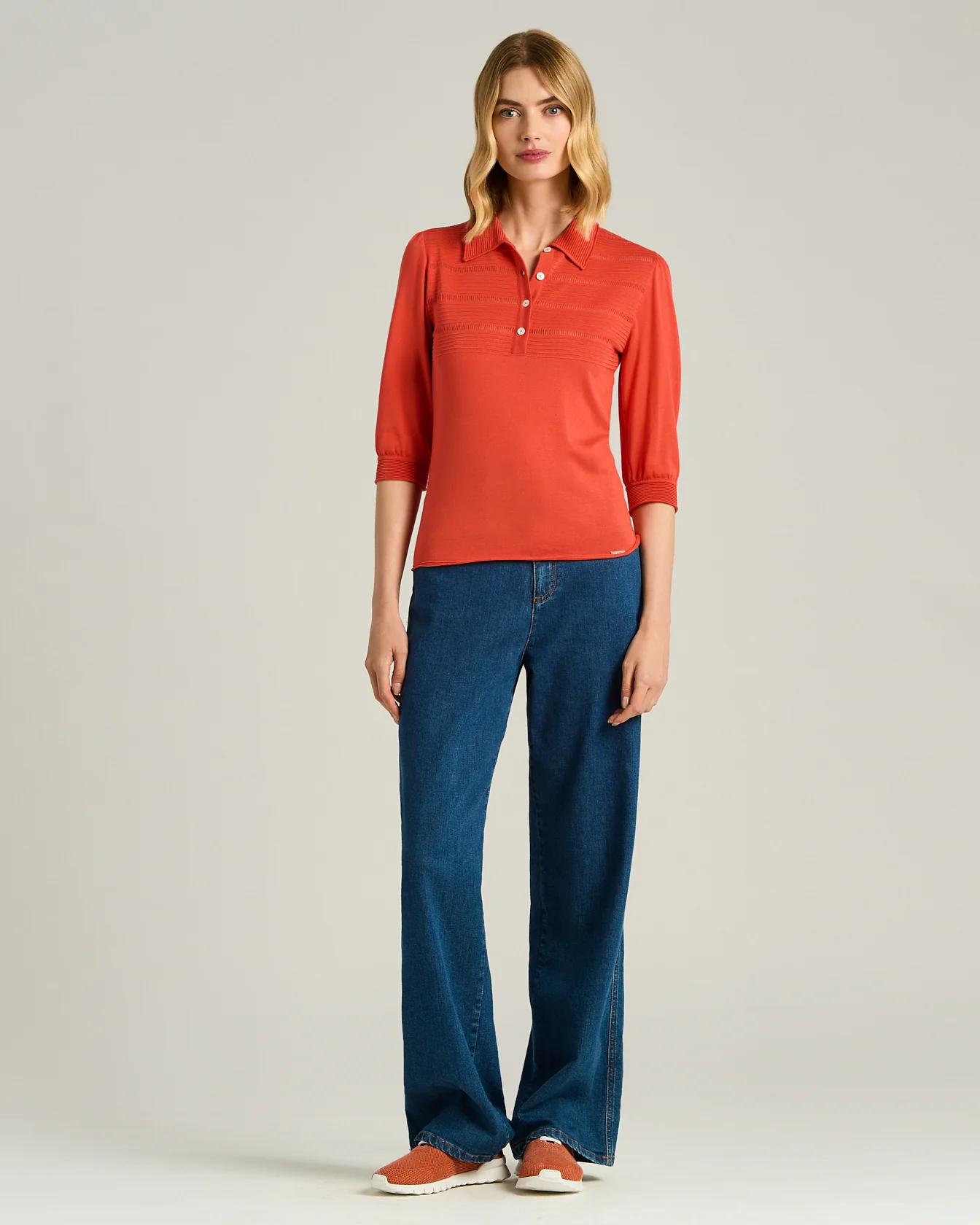 CORAL SILK POLO SHIRT WITH METAL ACCESSORIES - Image 5