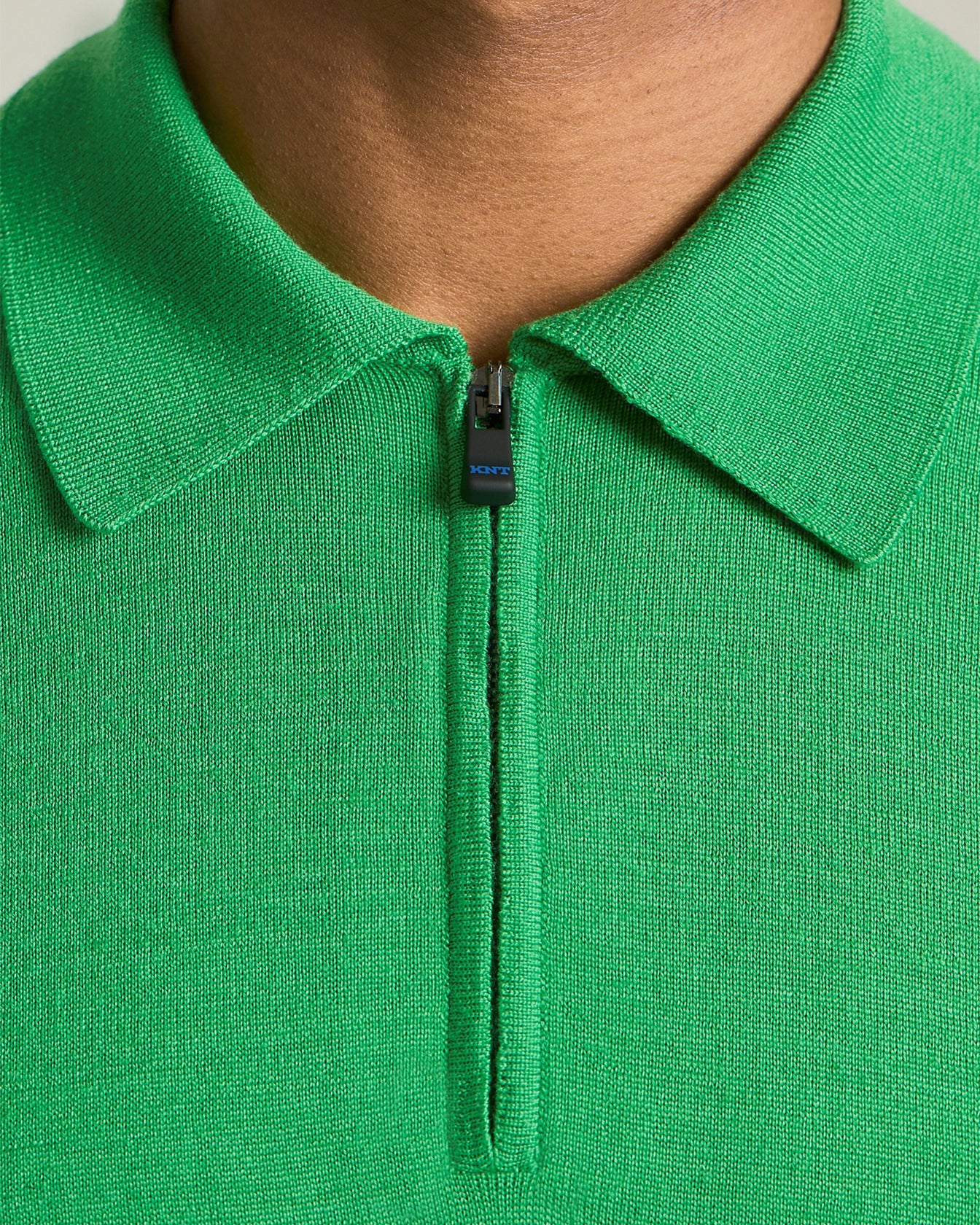 KNT DELUXE WOOL AND SILK ZIP-UP POLO SHIRT - Image 4