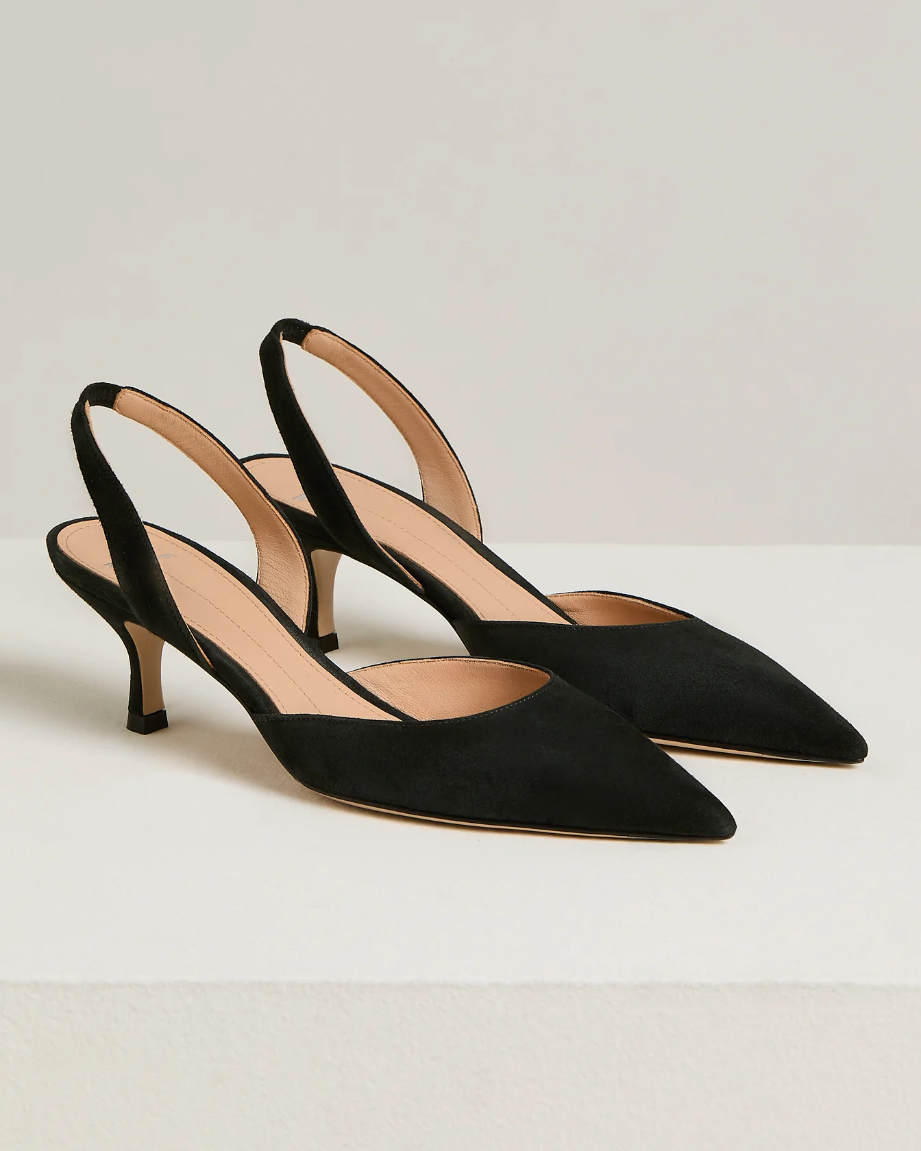 DARK GREY LEATHER SLINGBACK SHOES - Image 2