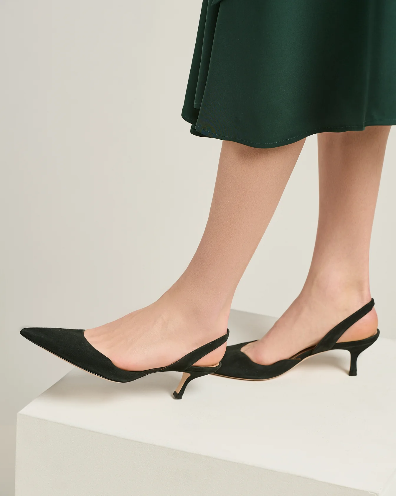 DARK GREY LEATHER SLINGBACK SHOES - Image 4