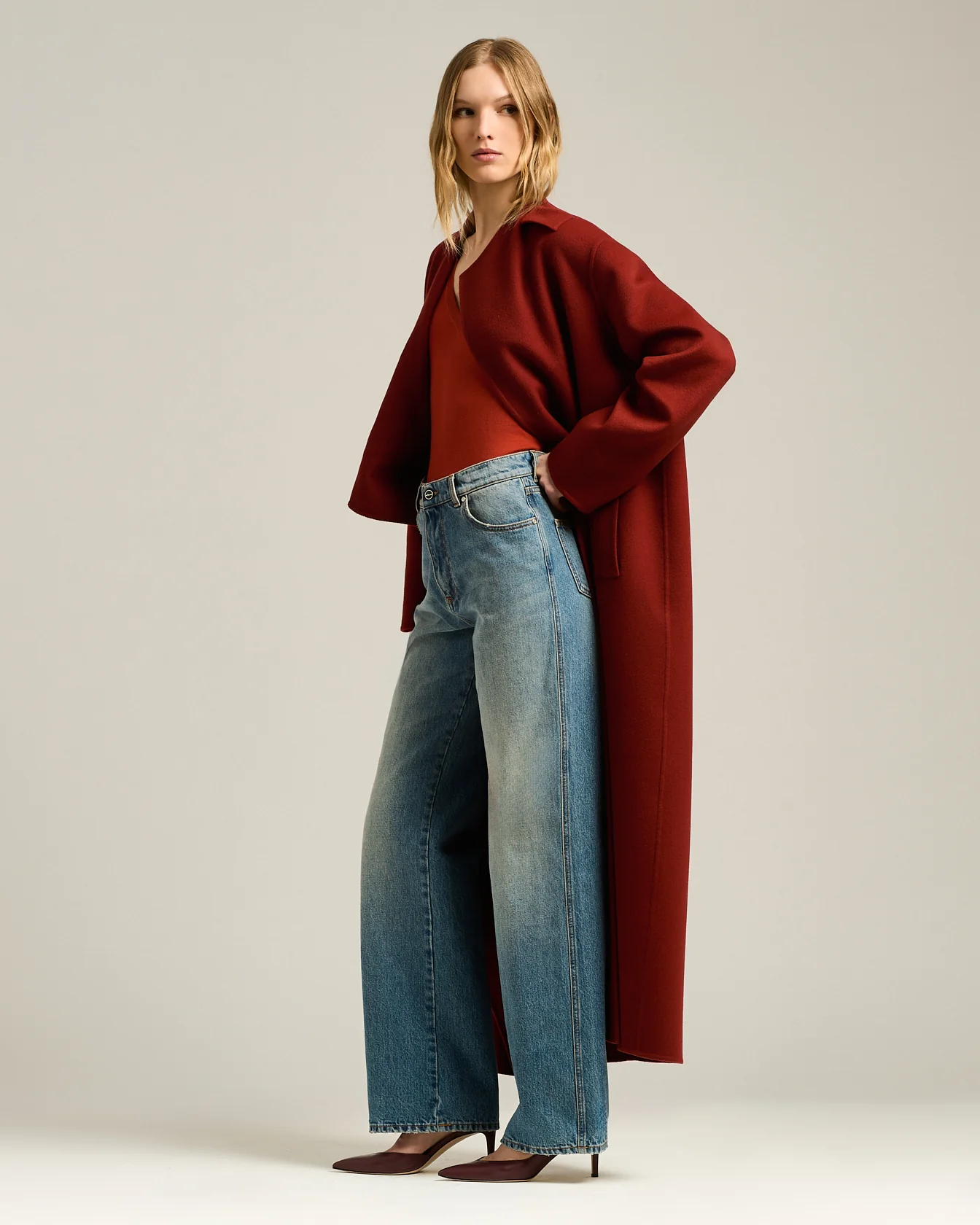 BURGUNDY LEATHER PUMPS - Image 5