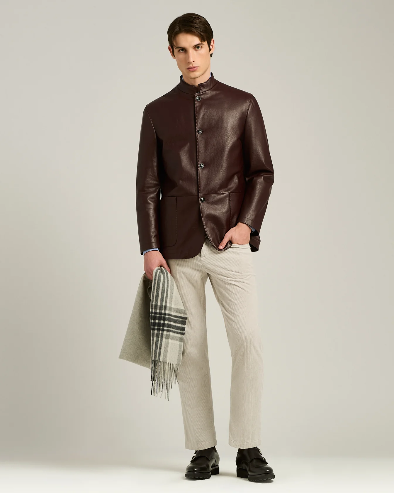 PURE CASHMERE WHITE AND GREY SCARF - Image 5