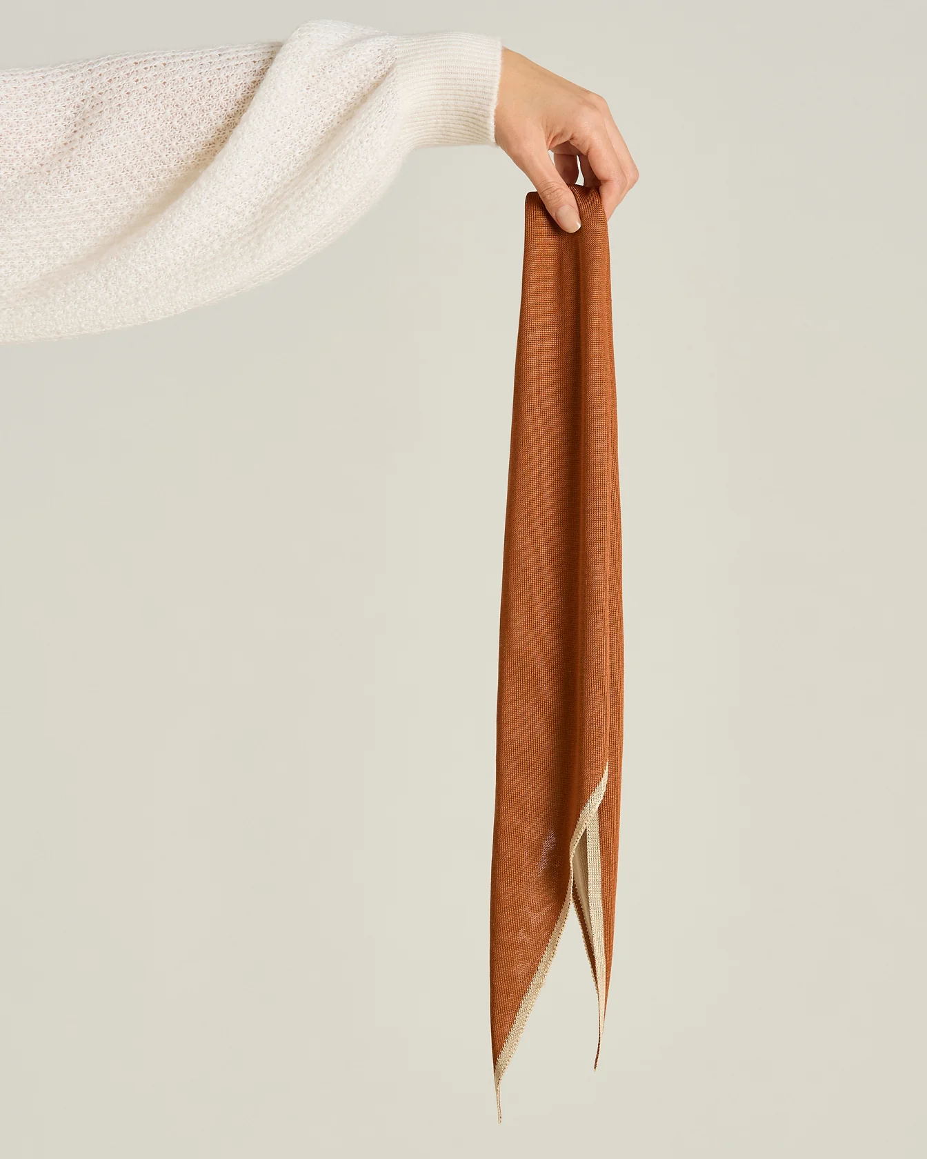 PURE SILK SCARF LEATHER CALFSKIN TRIM - Image 3