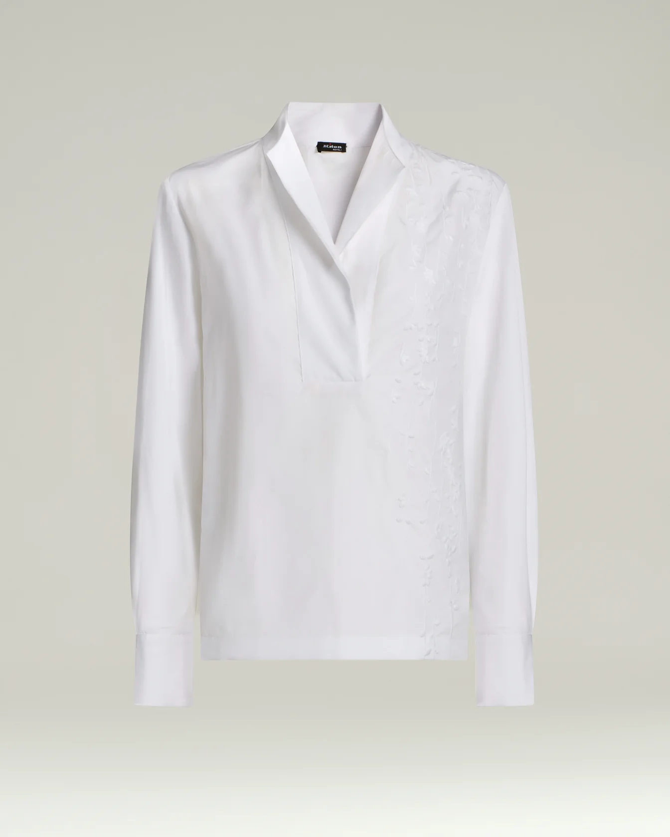 PURE COTTON SHIRT WITH TONAL EMBROIDERY WHITE
