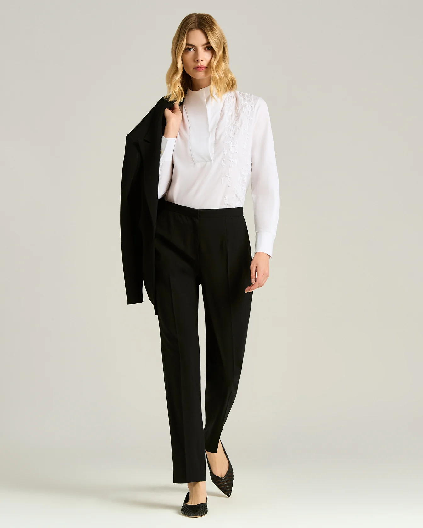 PURE COTTON SHIRT WITH TONAL EMBROIDERY WHITE - Image 5