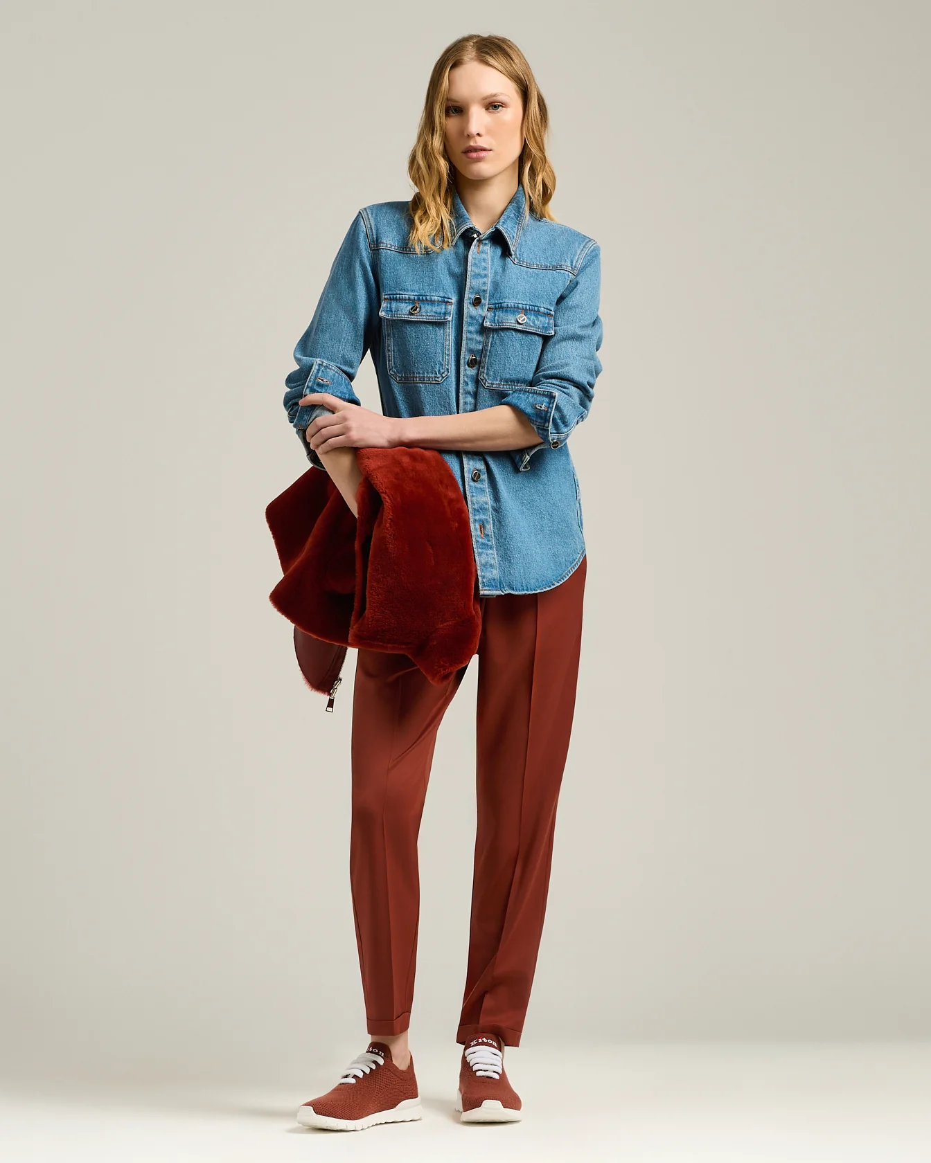 DENIM SHIRT MEDIUM BLUE STRETCH WITH POCKETS - Image 5