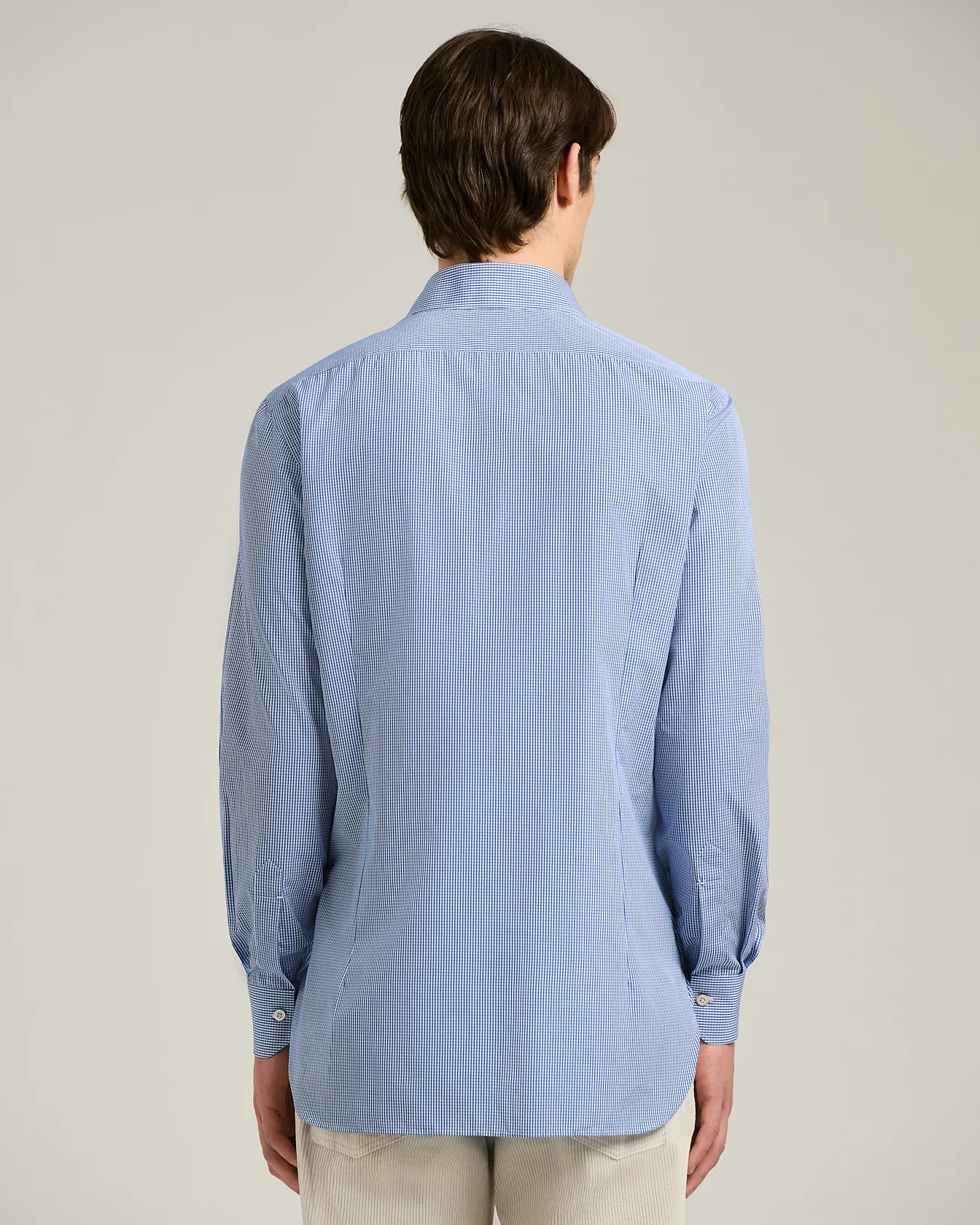 FORMAL' REGULAR FIT SHIRT IN LIGHT BLUE CHECKED COTTON - Image 3