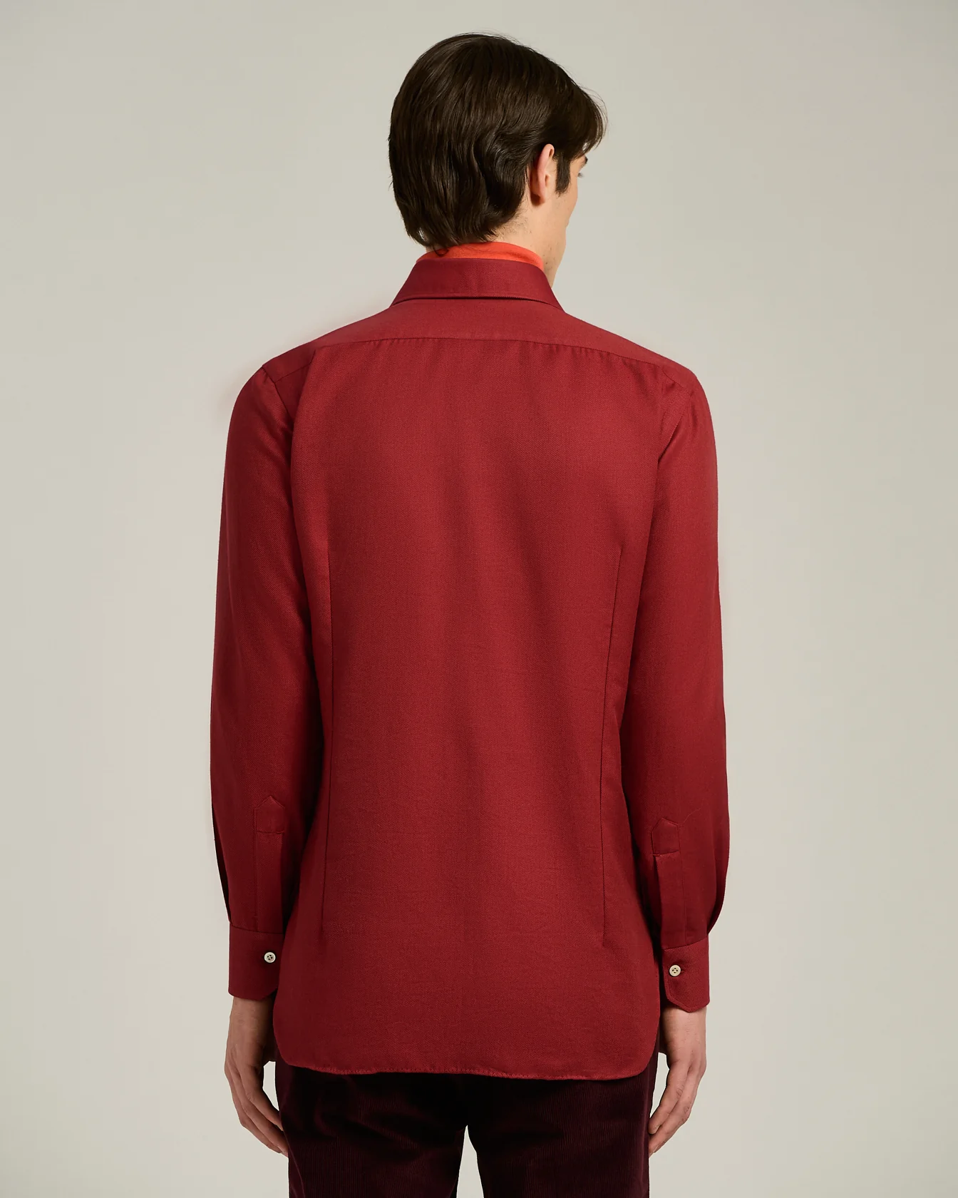 BURGUNDY COTTON AND CASHMERE FLANNEL SHIRT - Image 3