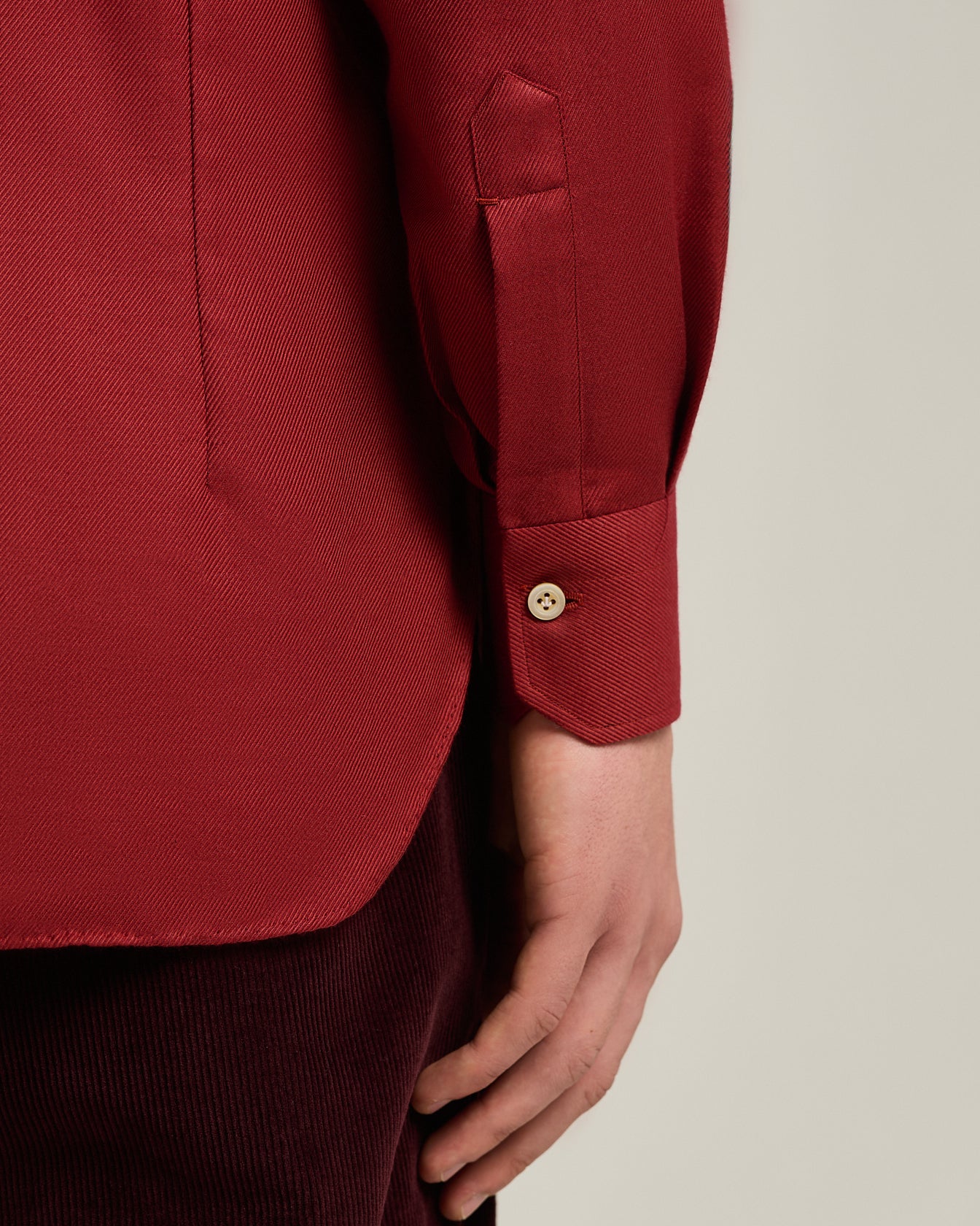 BURGUNDY COTTON AND CASHMERE FLANNEL SHIRT - Image 4