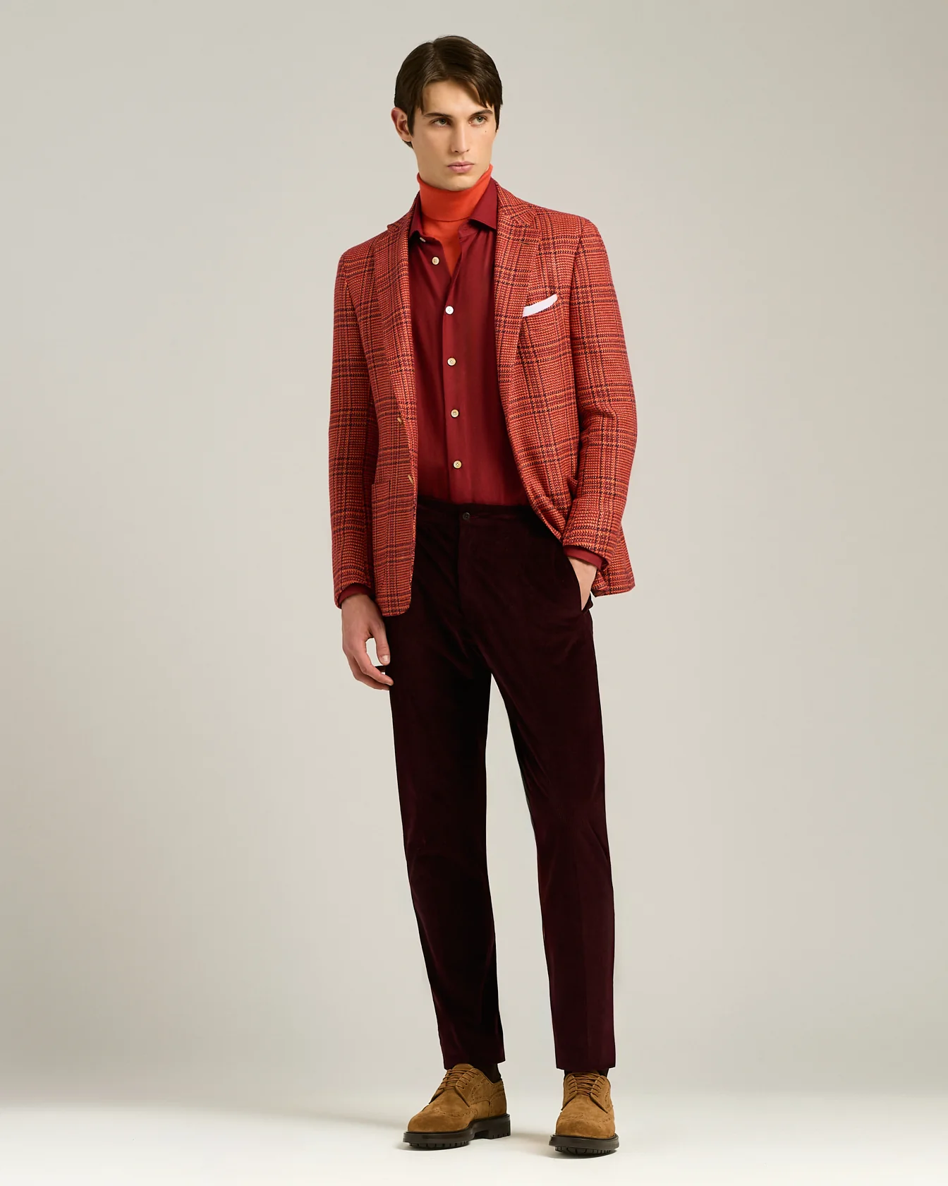 BURGUNDY COTTON AND CASHMERE FLANNEL SHIRT - Image 5