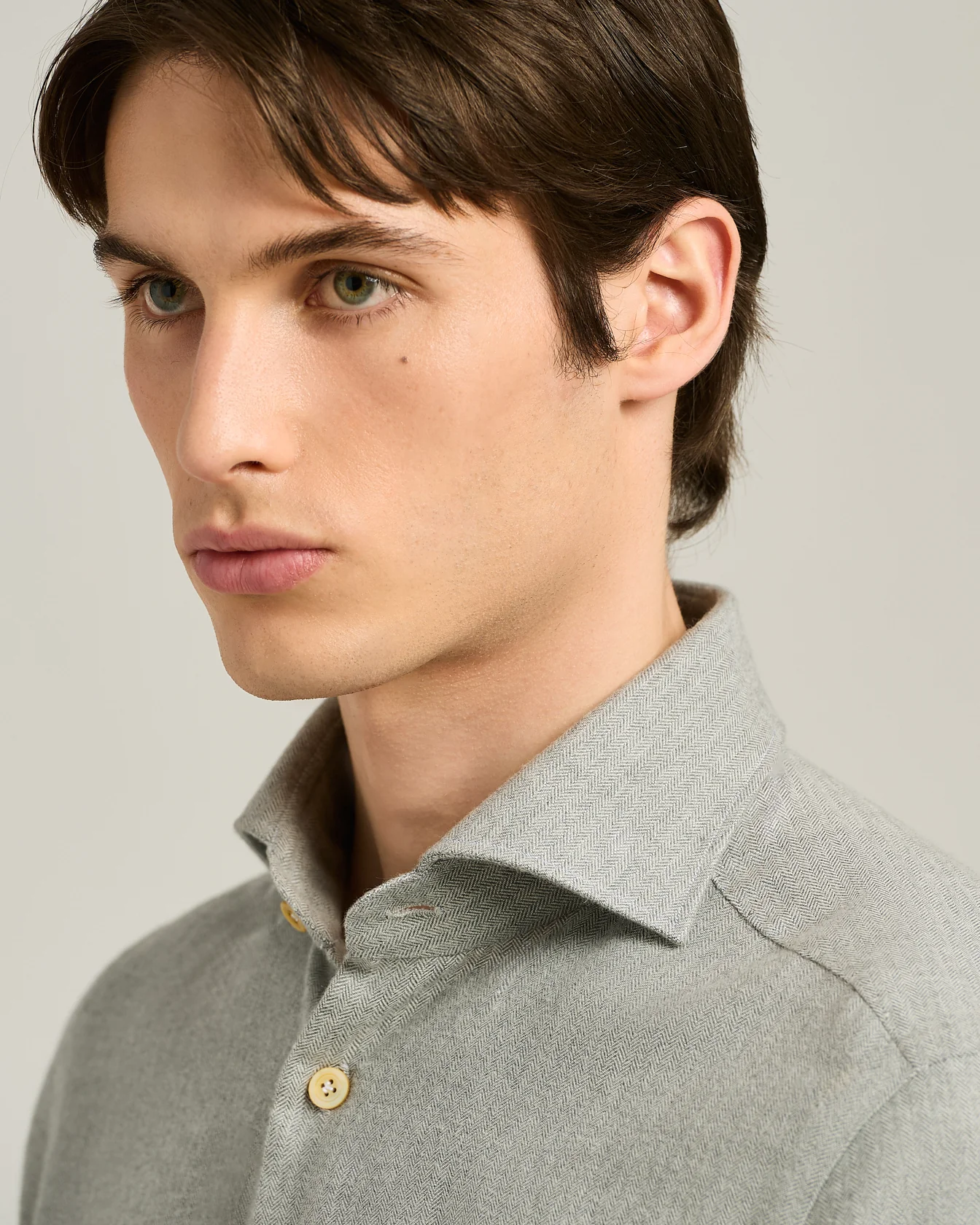 ANTHRACITE FLANNEL SHIRT IN COTTON, SILK AND CASHMERE - Image 4
