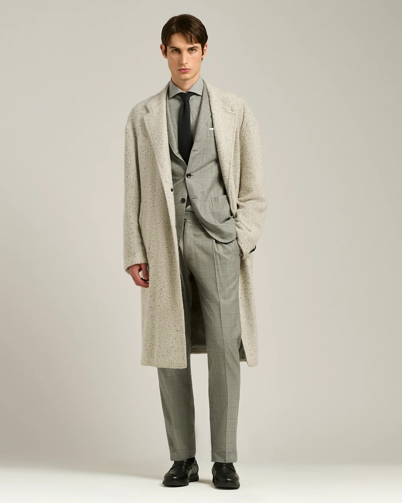 ANTHRACITE FLANNEL SHIRT IN COTTON, SILK AND CASHMERE - Image 5