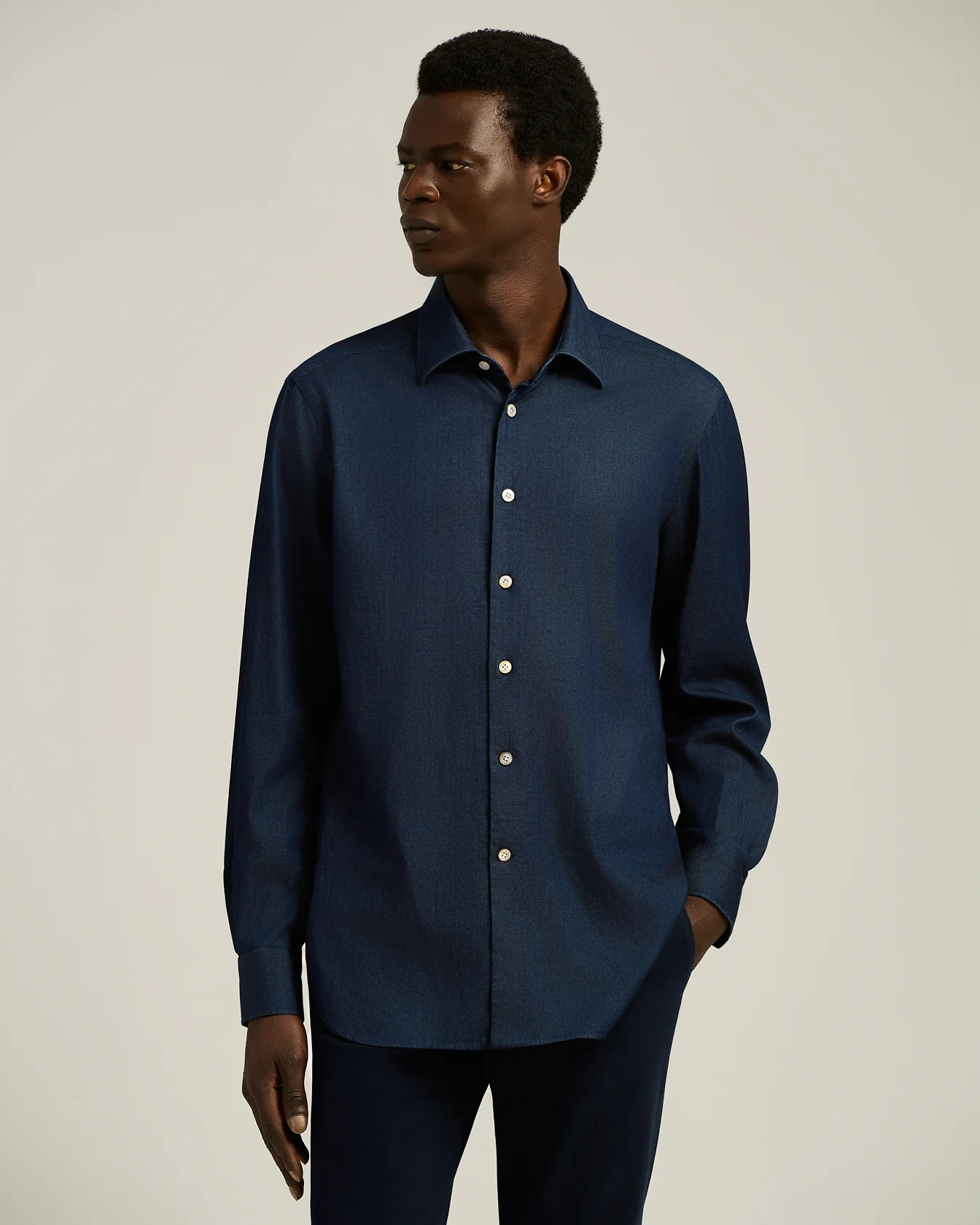 CASUAL SHIRT IN NIGHT BLUE DENIM - Image 2