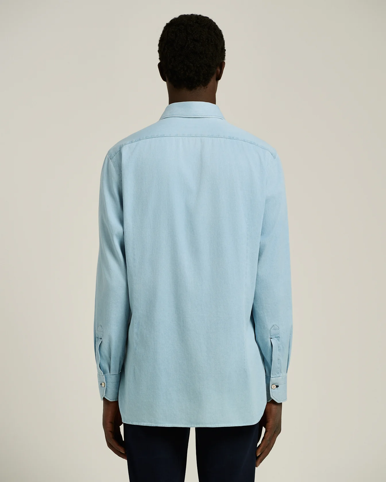 CASUAL LIGHT BLUE DENIM SHIRT WITH SPREAD COLLAR - Image 3