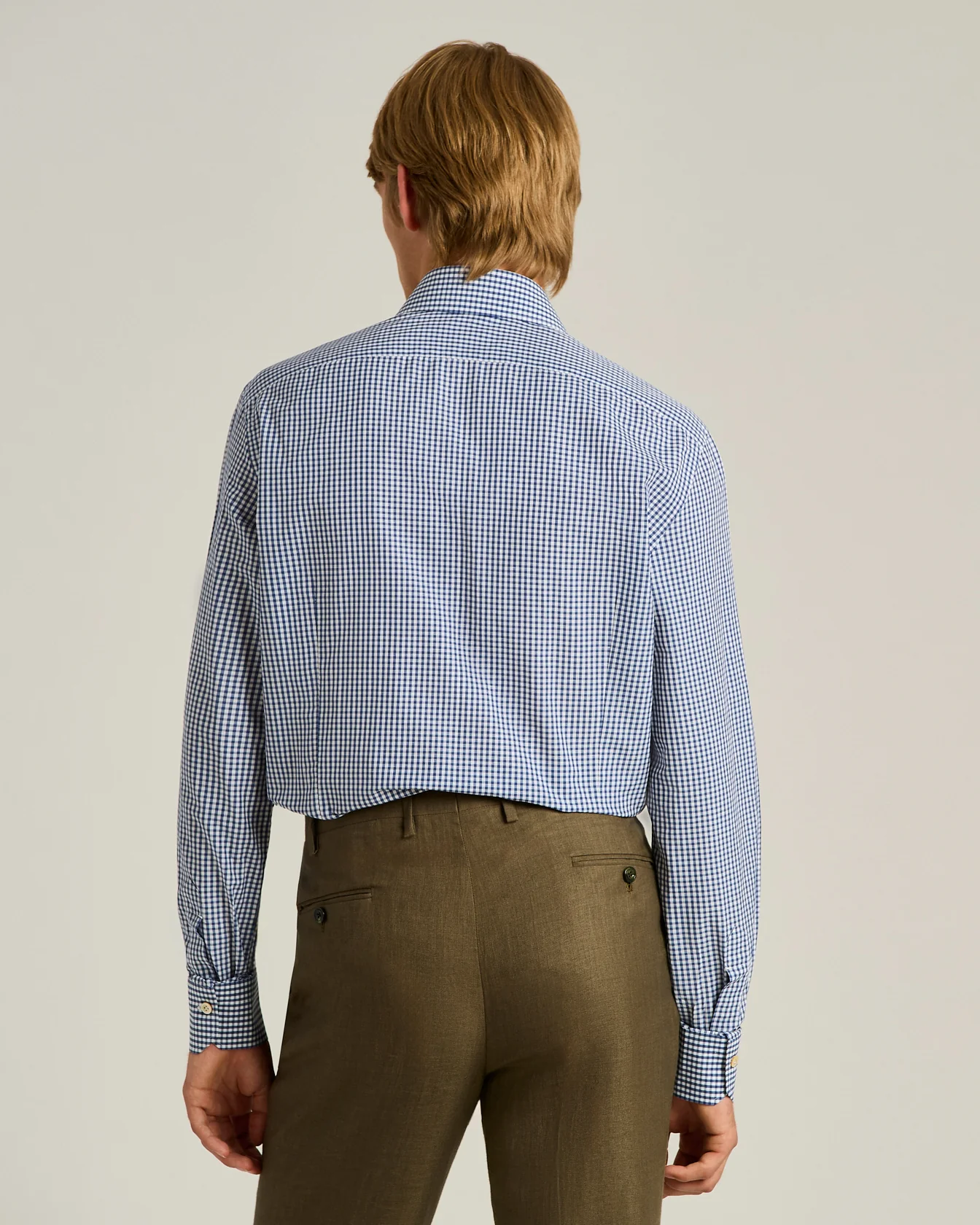 COTTON AND LINEN SHIRT WITH MICRO CHECKED PATTERN - Image 3