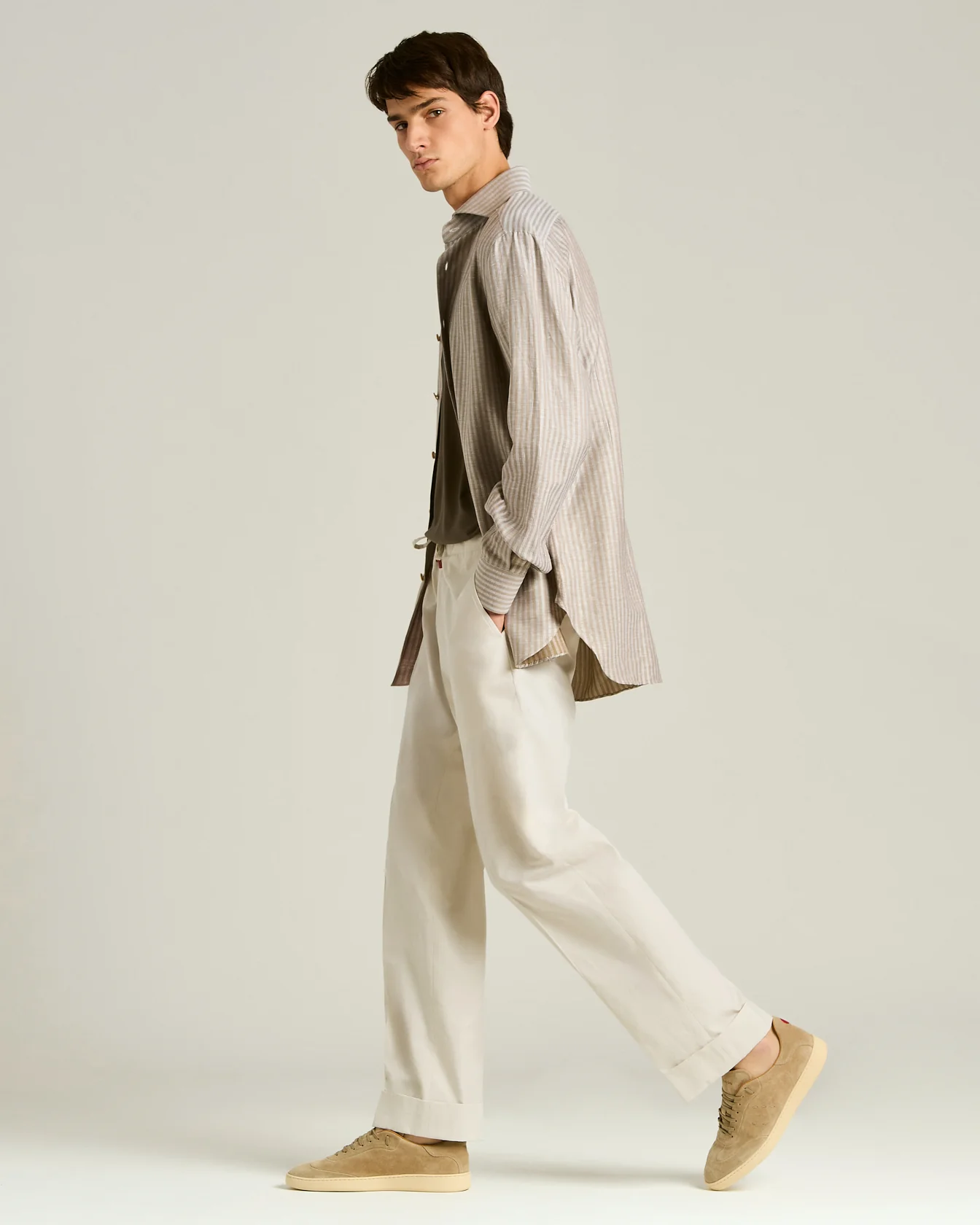 COTTON AND LINEN SHIRT WITH FINE STRIPED PATTERN - Image 5