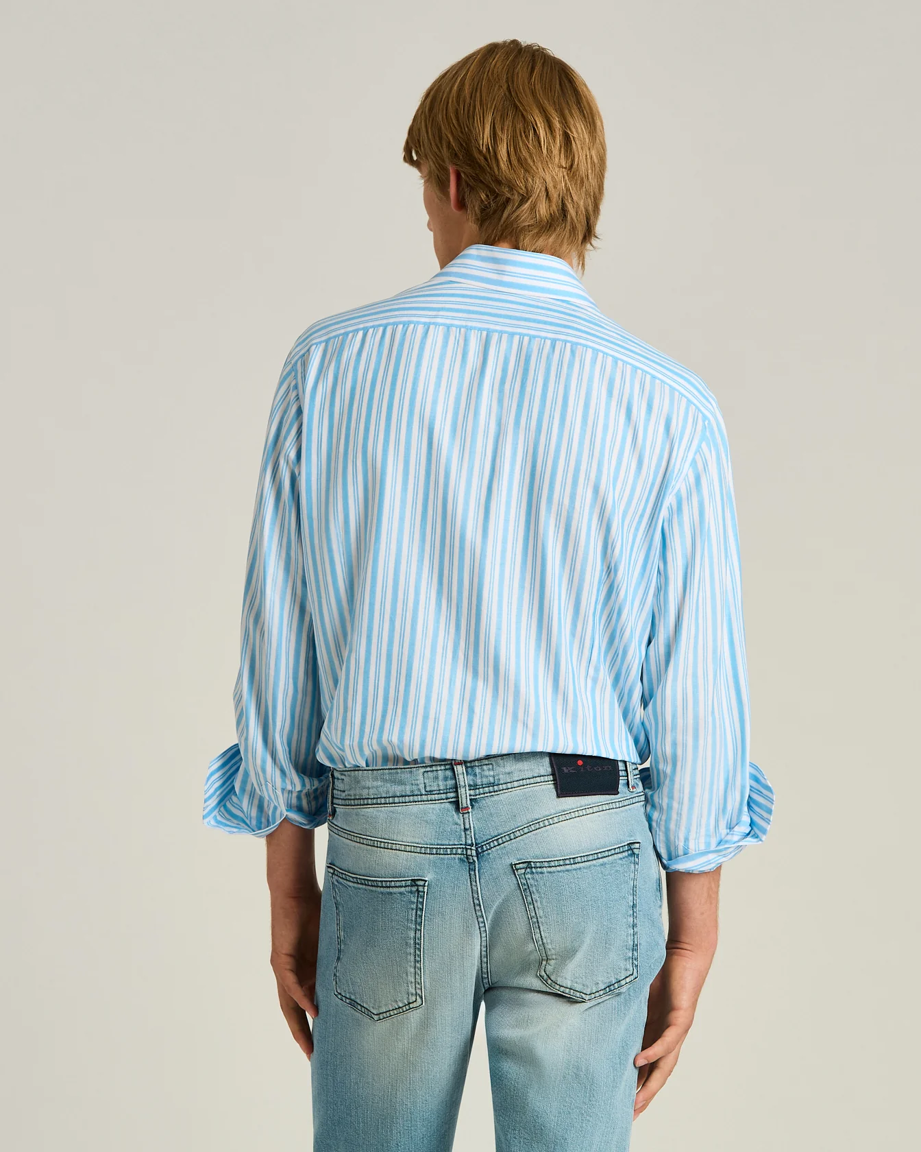 STRIPED TURQUOISE COTTON SHIRT - Image 3