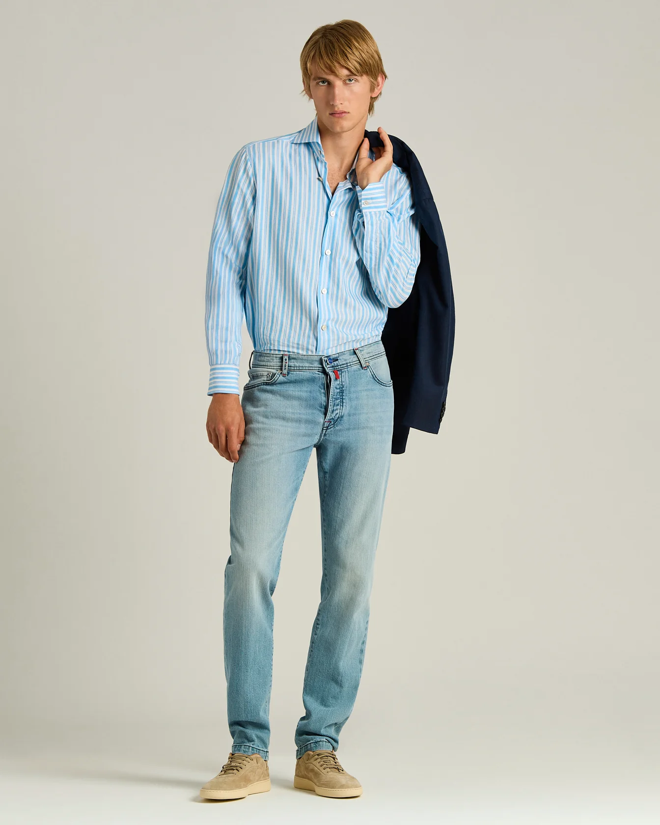 STRIPED TURQUOISE COTTON SHIRT - Image 5