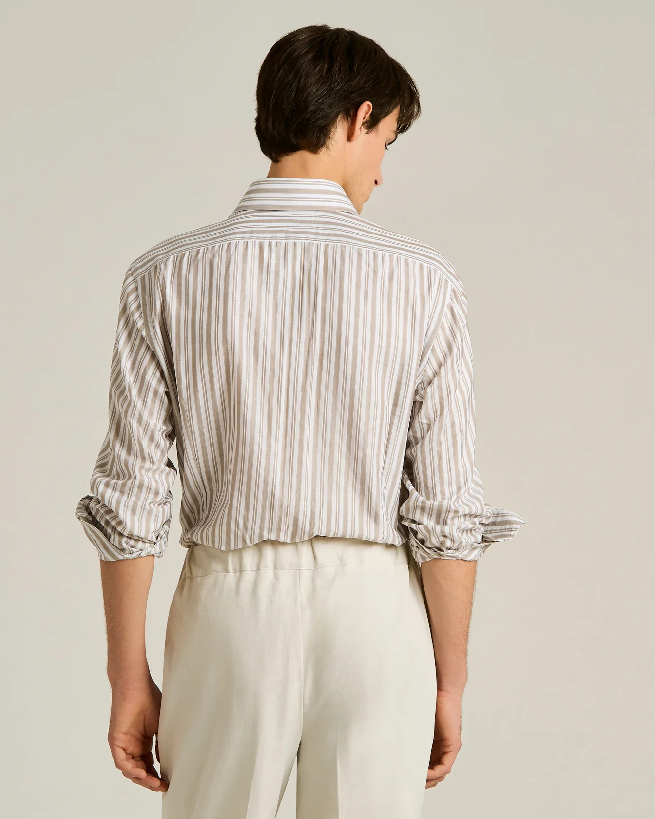 STRIPED COTTON BROWN SHIRT - Image 3
