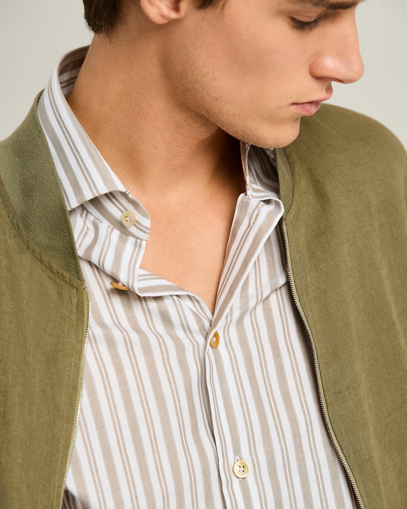 STRIPED COTTON BROWN SHIRT - Image 4