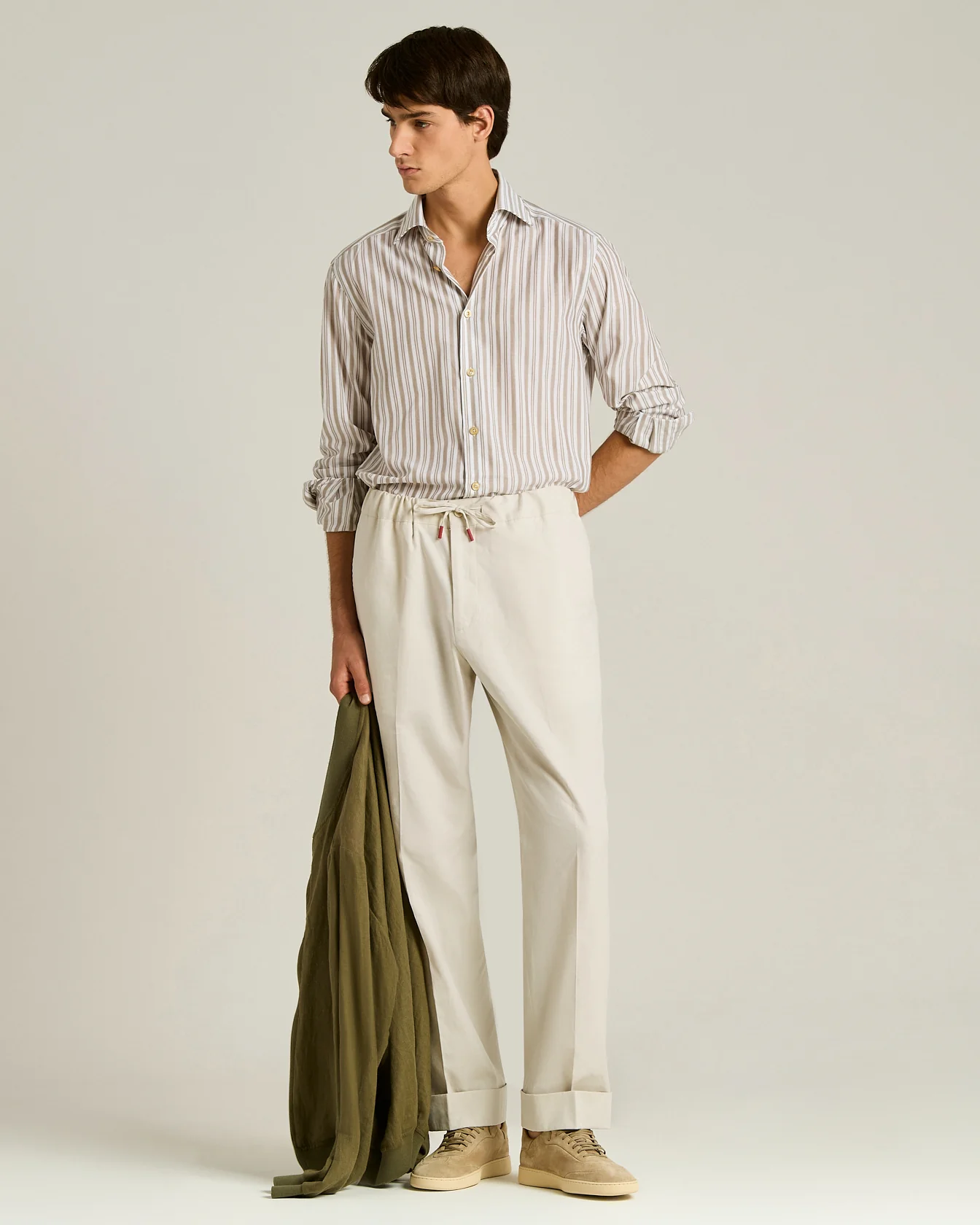 STRIPED COTTON BROWN SHIRT - Image 5