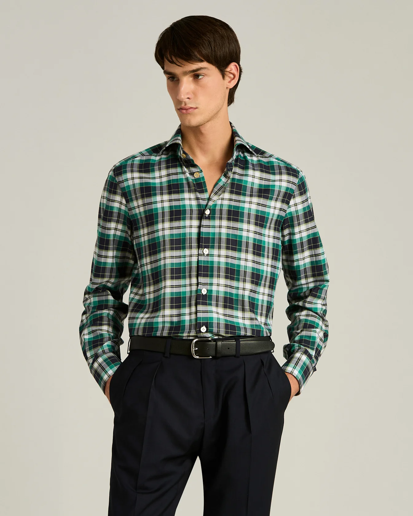 CHECKED GREEN COTTON SHIRT - Image 2
